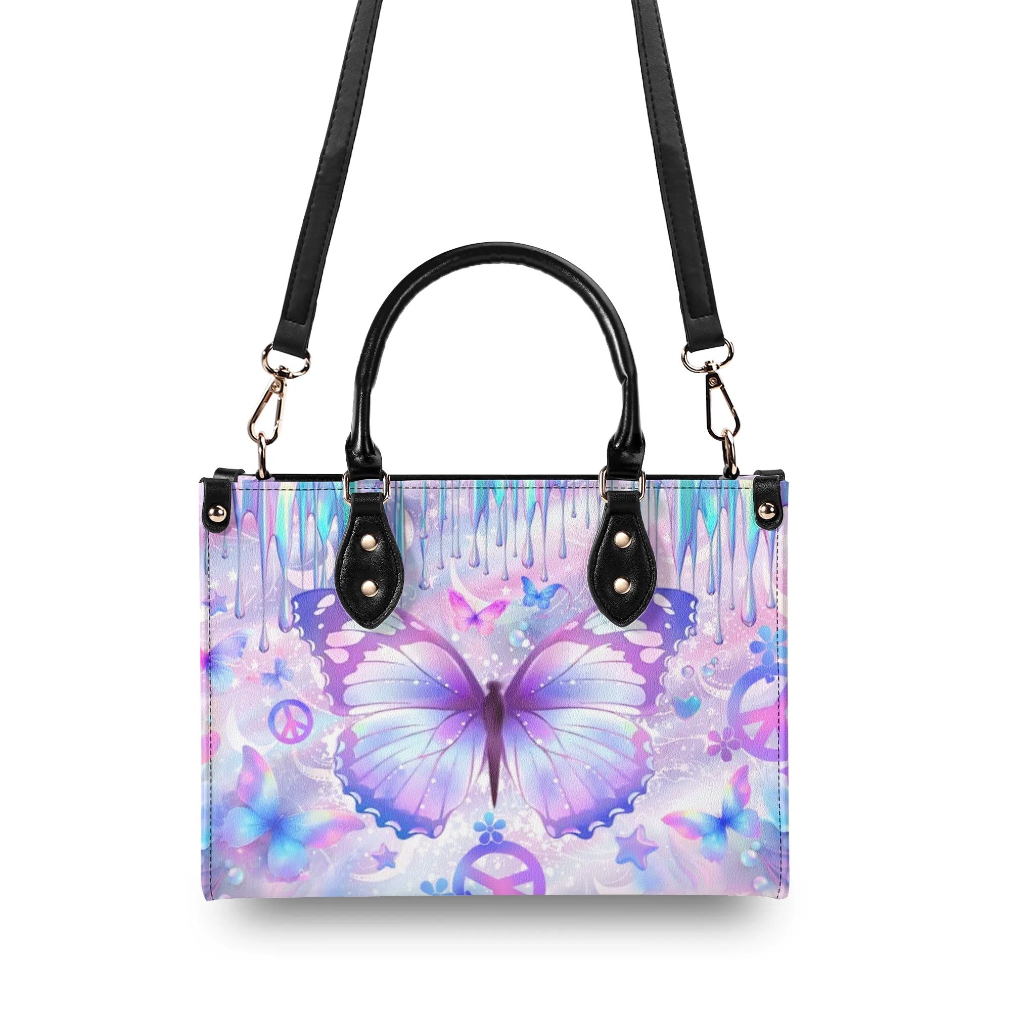 HOLOGRAPHIC BUTTERFLY LEATHER HANDBAG - YHLT3007241