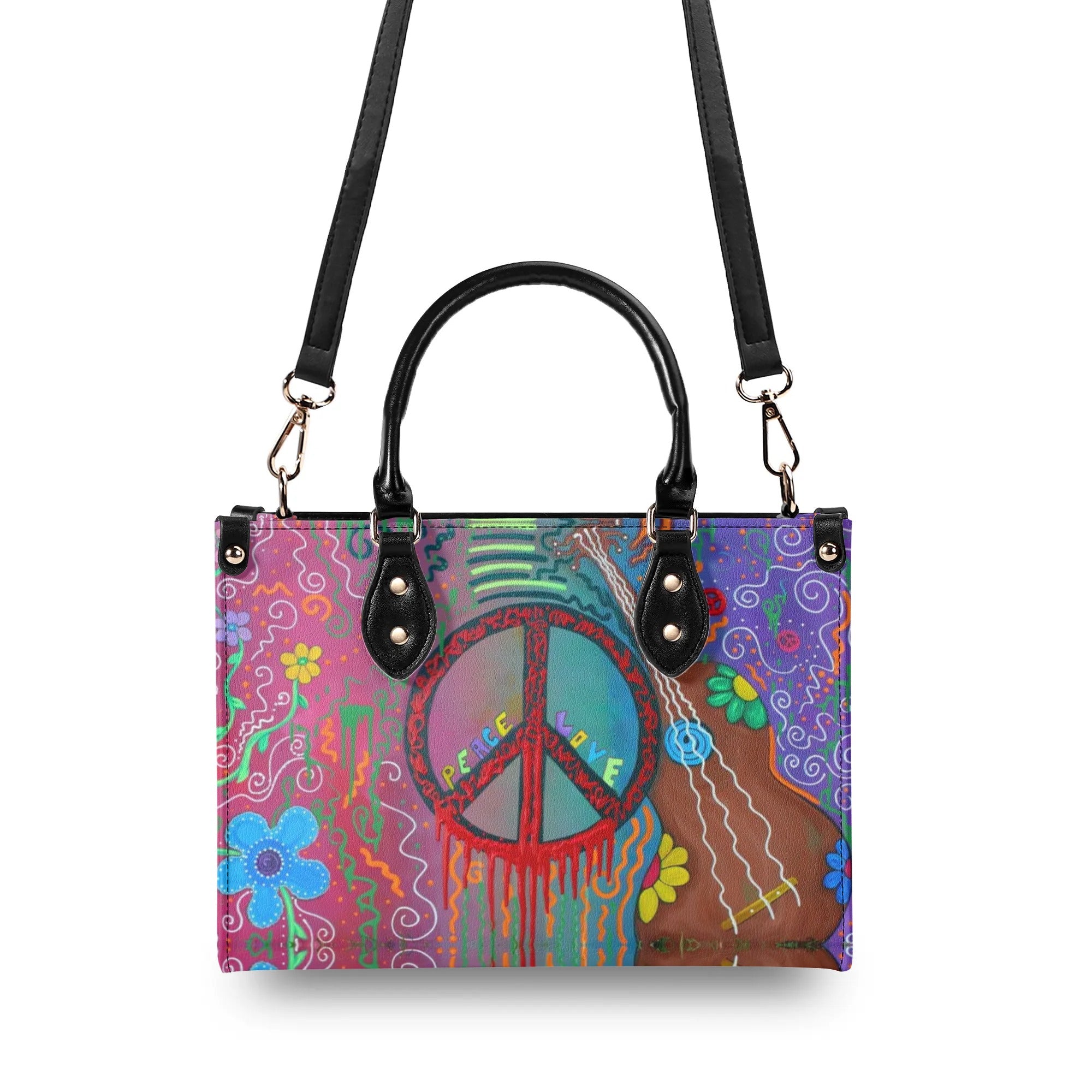 PEACE LOVE HIPPIE LEATHER HANDBAG - YHDU2409244