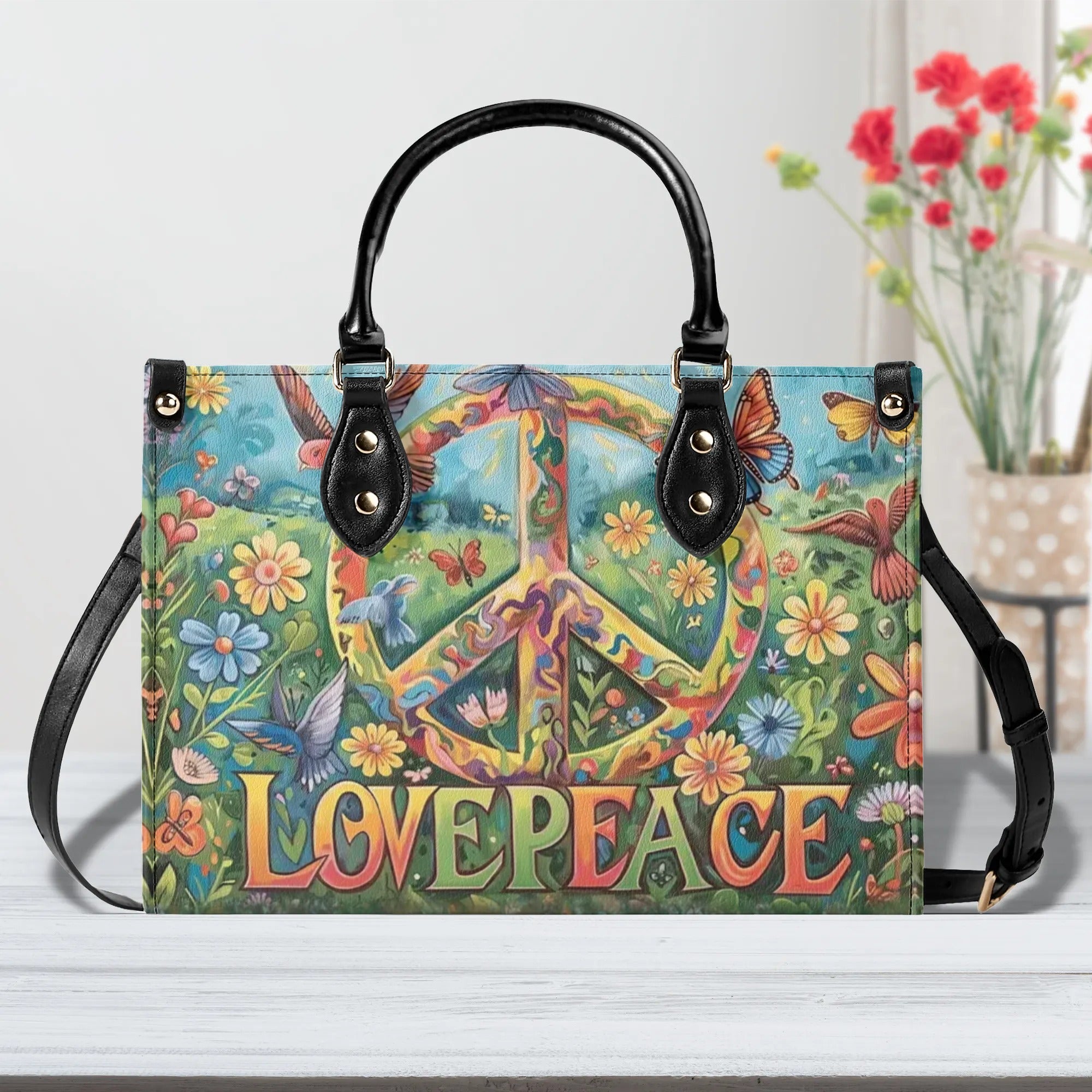 LOVE PEACE LEATHER HANDBAG - YHHG0409244