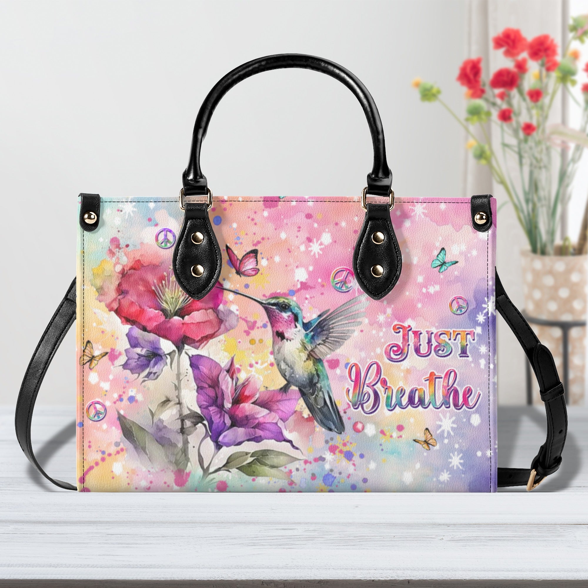 JUST BREATHE HUMMINGBIRD LEATHER HANDBAG - YHDU2310244