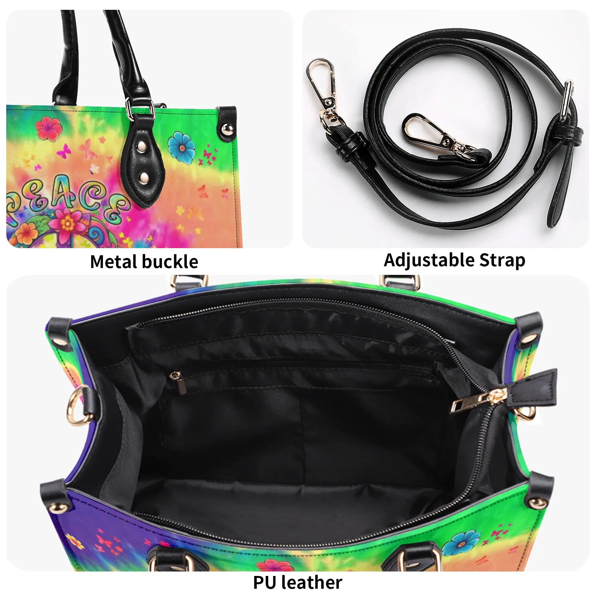 PEACE Y'ALL TIE DYE LEATHER HANDBAG - YHLN0508244