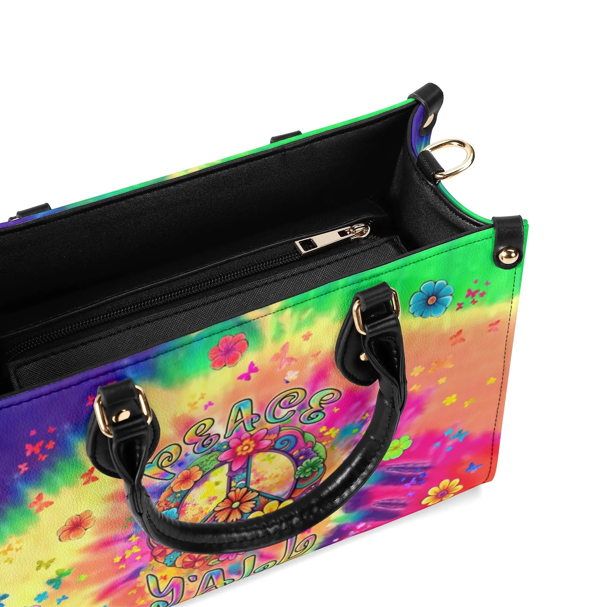 PEACE Y'ALL TIE DYE LEATHER HANDBAG - YHLN0508244