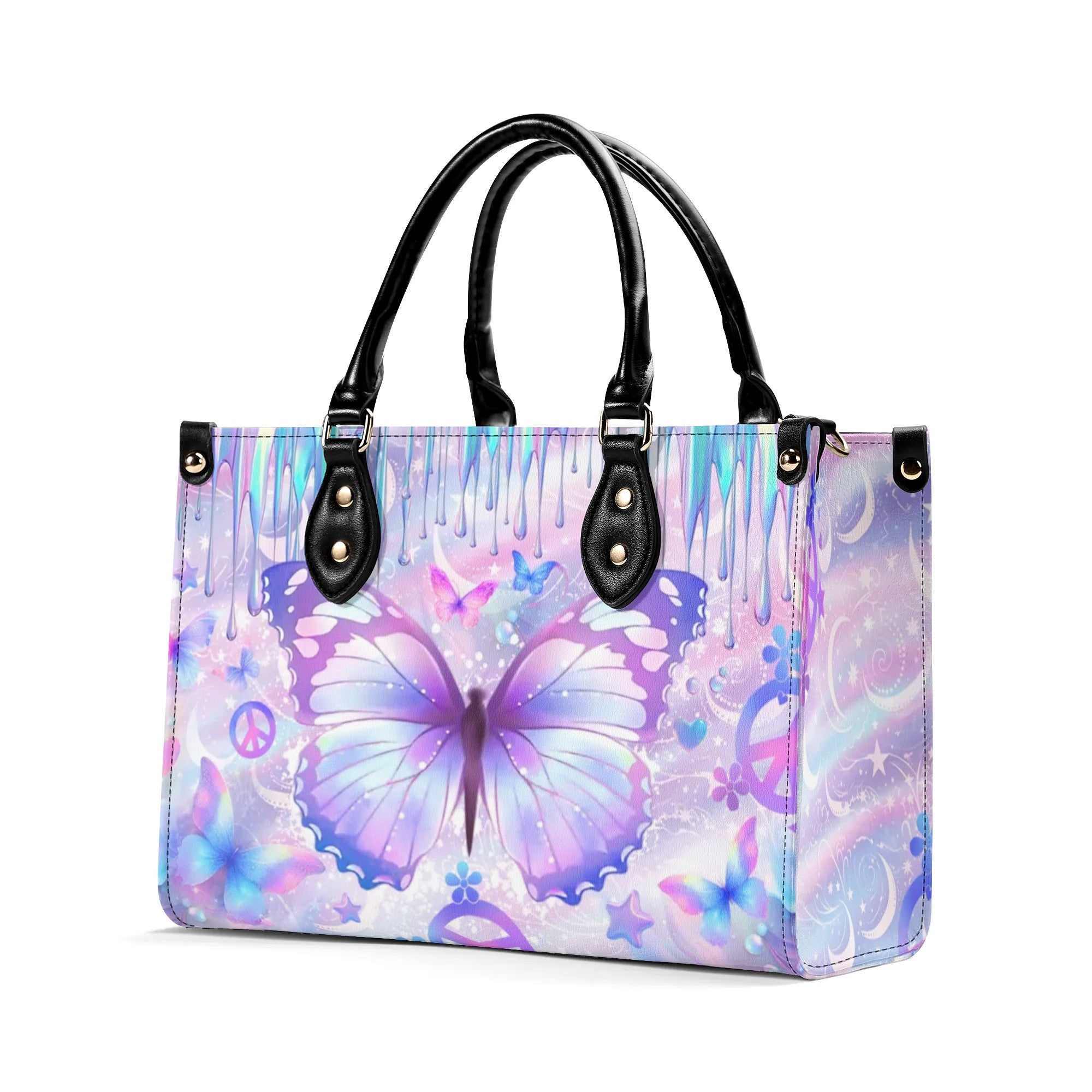 HOLOGRAPHIC BUTTERFLY LEATHER HANDBAG - YHLT3007241