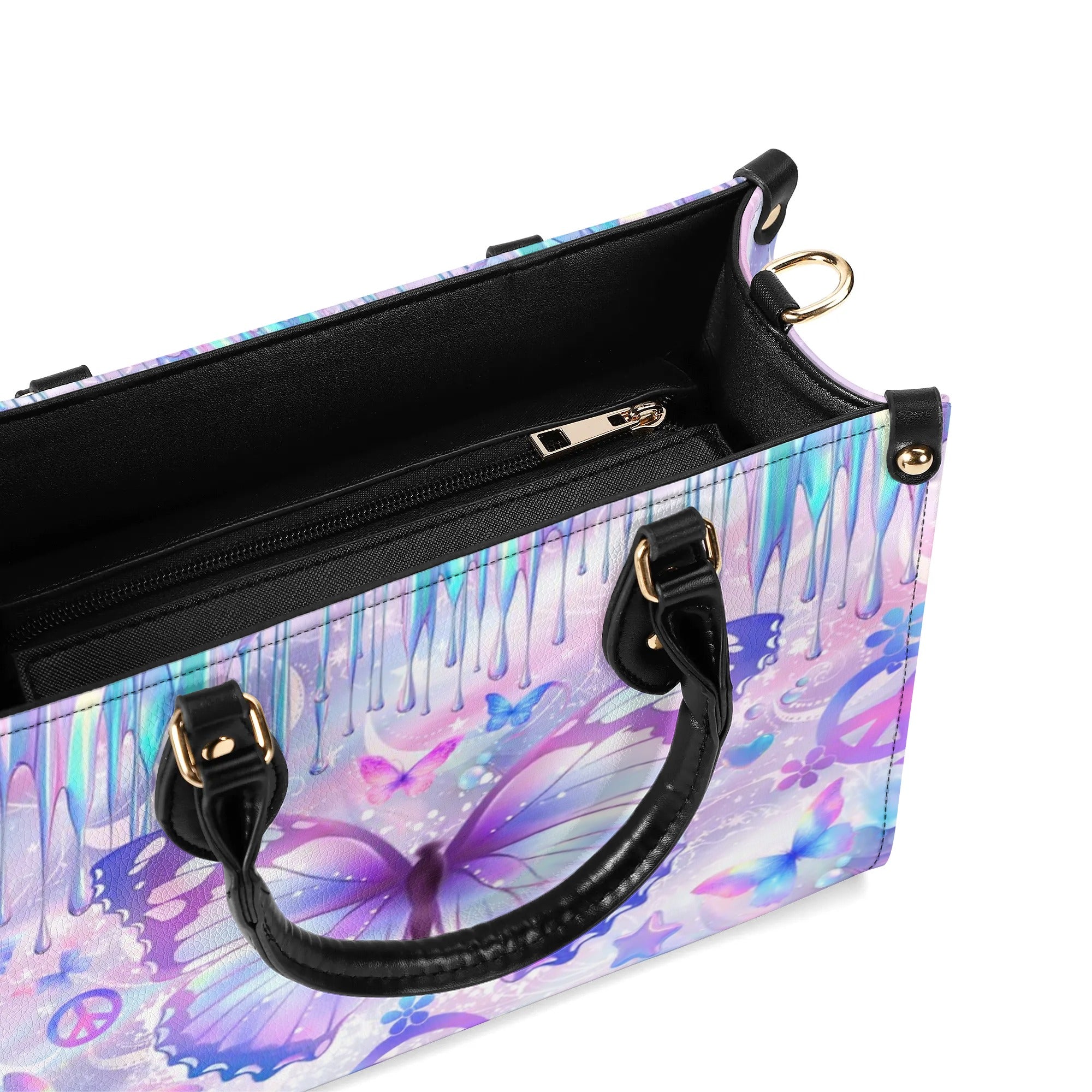 HOLOGRAPHIC BUTTERFLY LEATHER HANDBAG - YHLT3007241