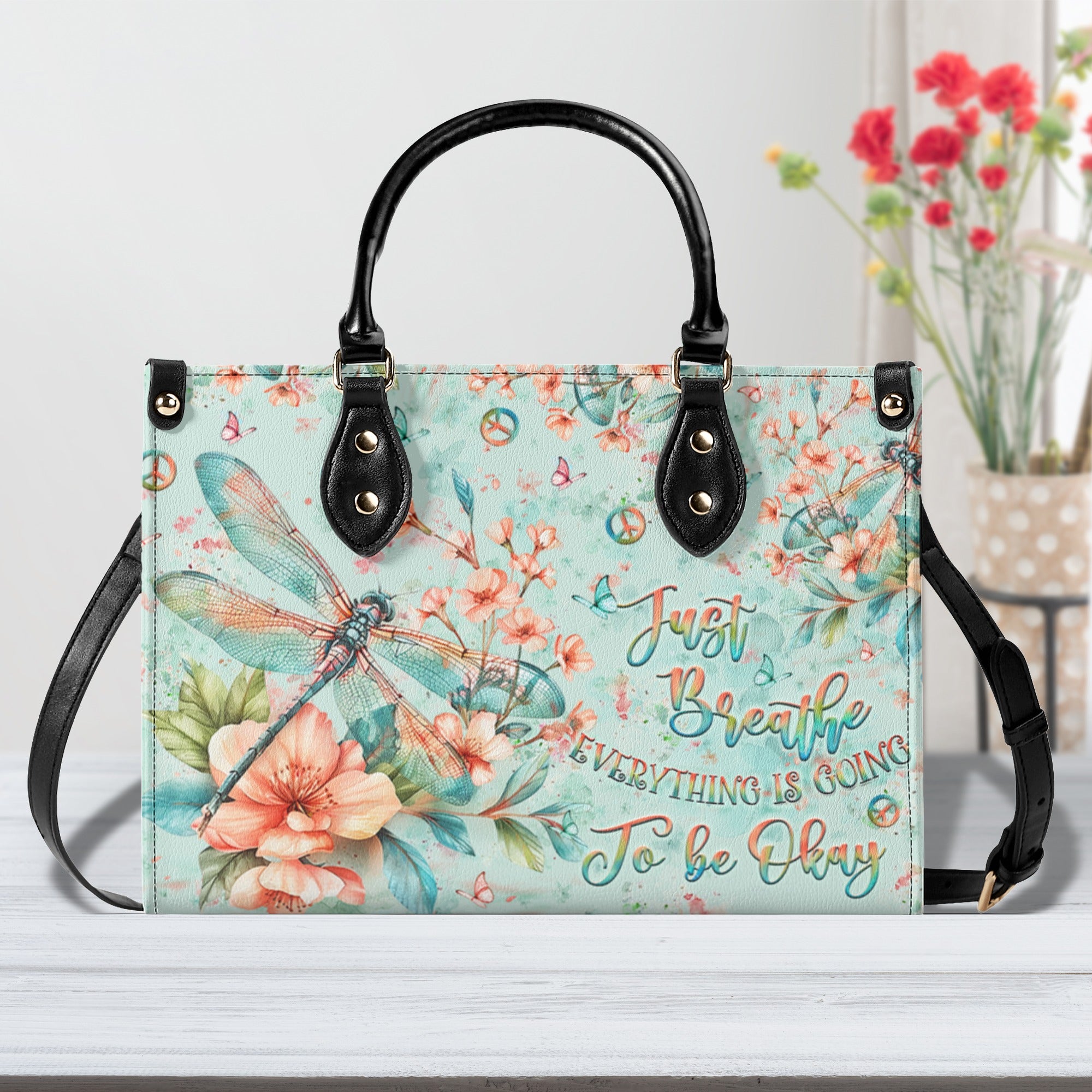 JUST BREATHE DRAGONFLY LEATHER HANDBAG - YHLT0711244