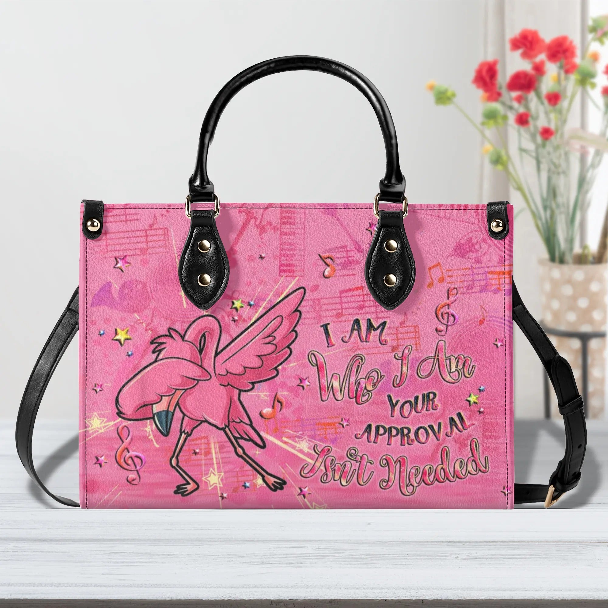 I AM WHO I AM FLAMINGO LEATHER HANDBAG - YHLT2907242