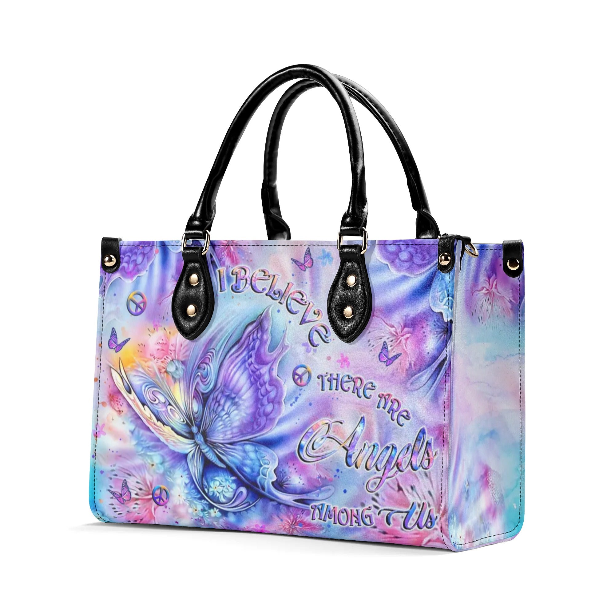 I BELIEVE THERE ARE ANGELS AMONG US LEATHER HANDBAG - YHLT1909244