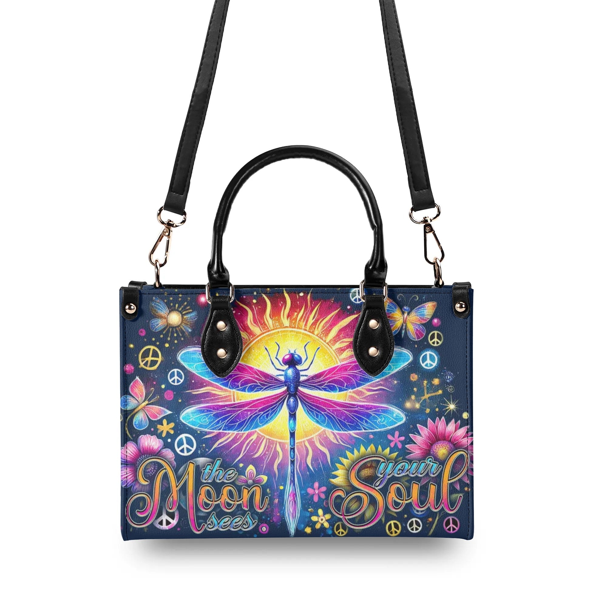 THE MOON SEES YOUR SOUL DRAGONFLY LEATHER HANDBAG - TYTD0507243