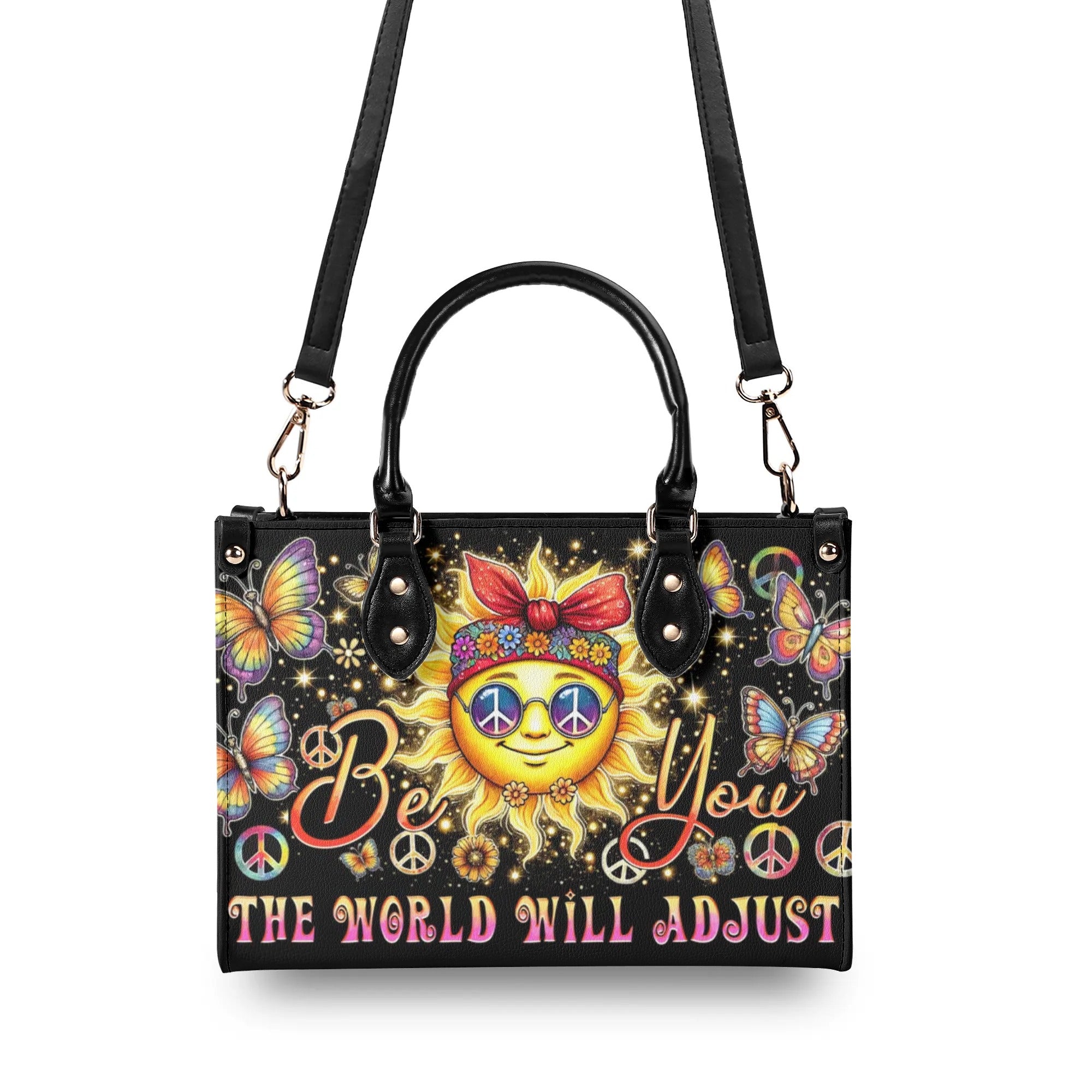 BE YOU THE WORLD WILL ADJUST HIPPIE SUN LEATHER HANDBAG - TYTD2506244