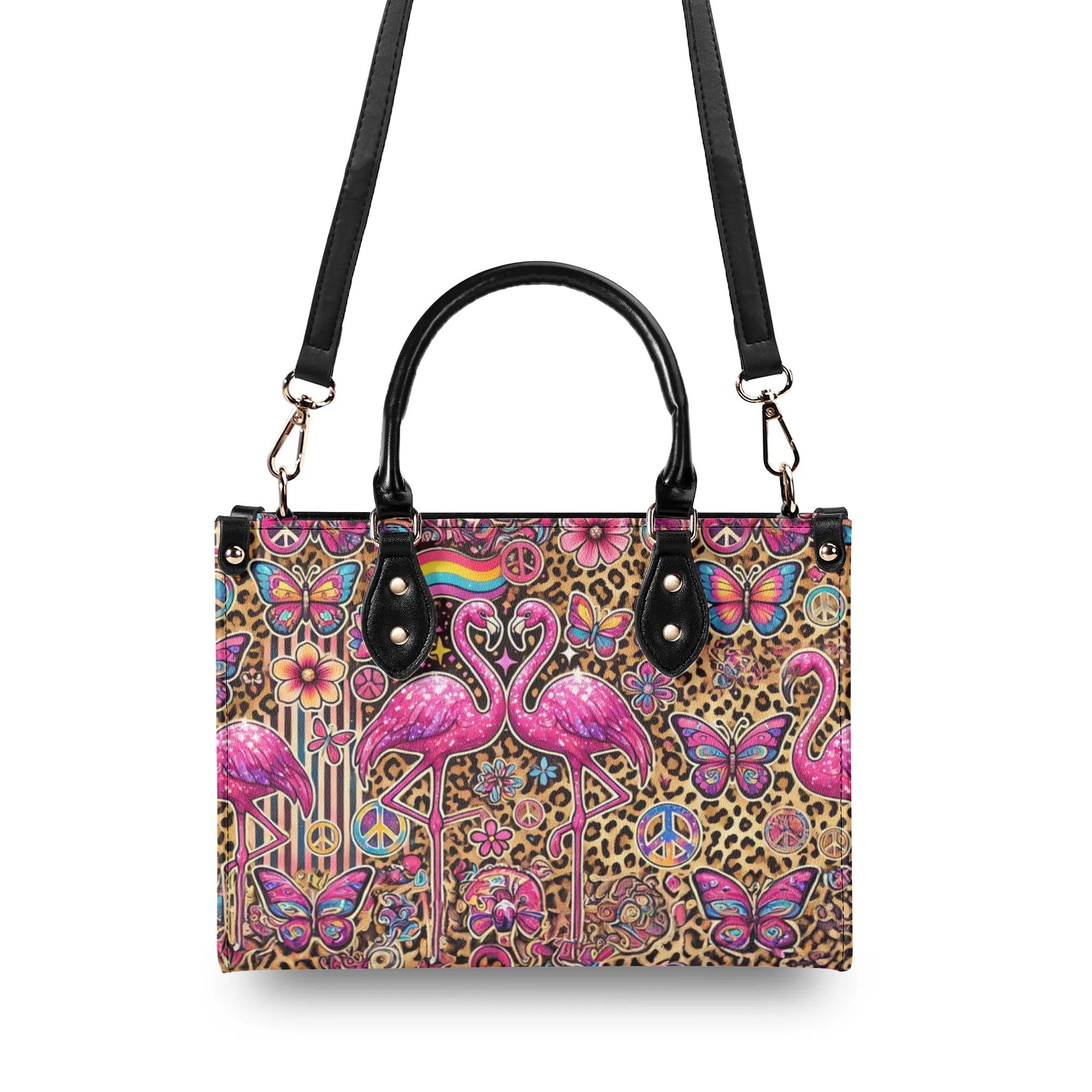 FLAMINGO HIPPIE LEOPARD PATTERN LEATHER HANDBAG - TLNZ2407244