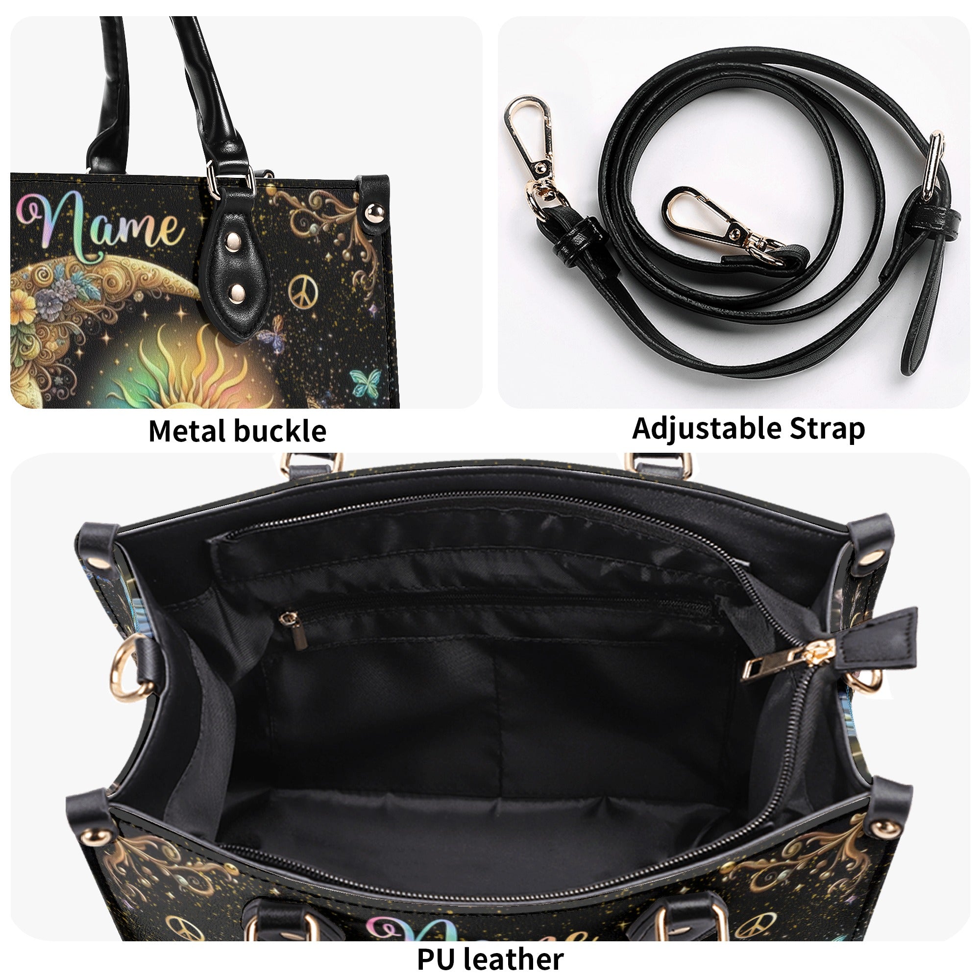 HIPPIE SUN AND MOON LEATHER HANDBAG - TLNZ2610245