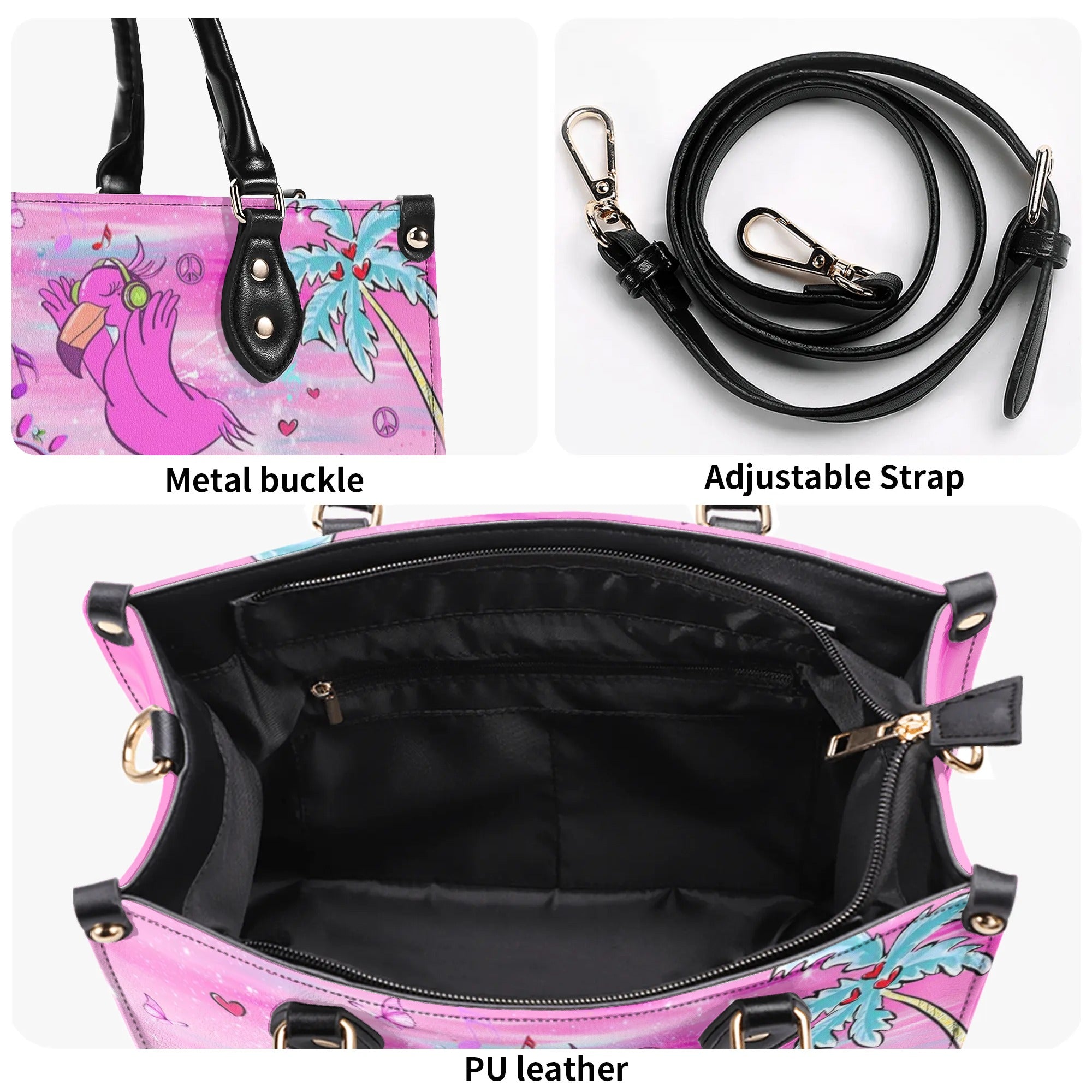 TODAY I CHOOSE JOY FLAMINGO LEATHER HANDBAG - YHLT0710244