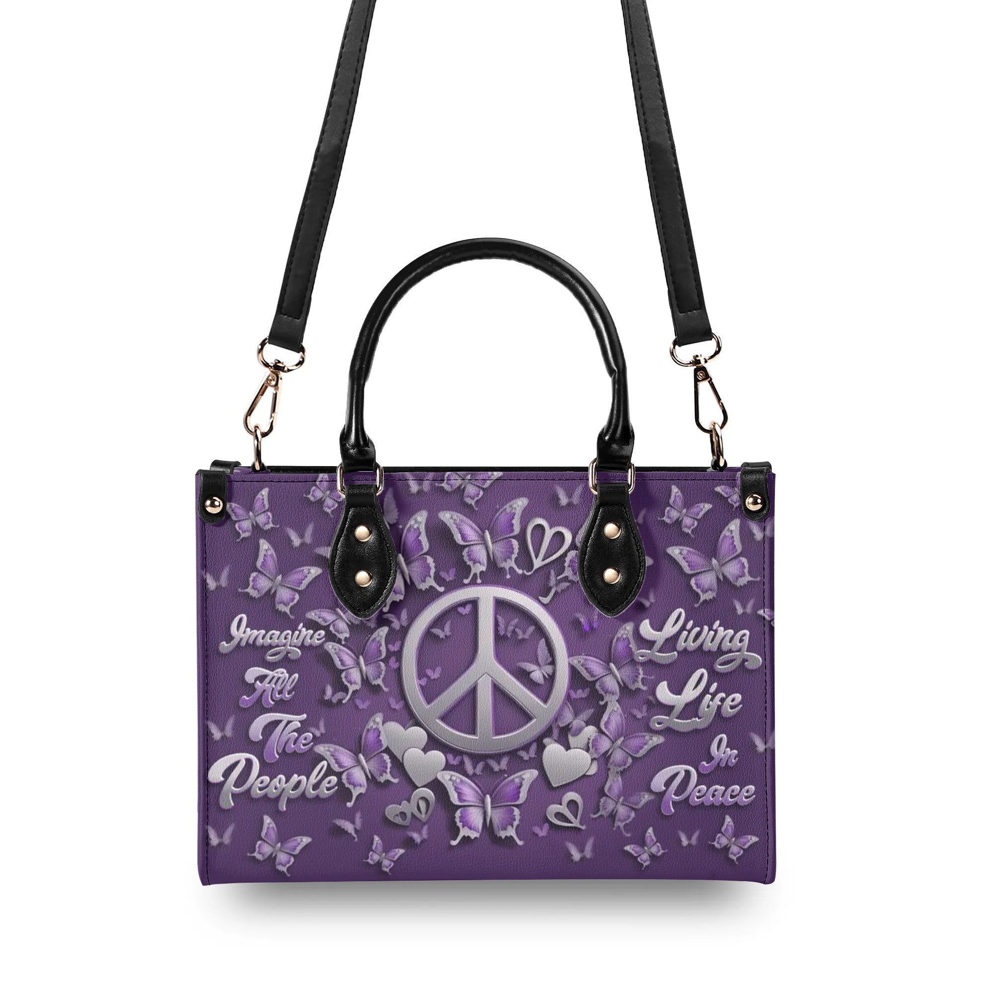 IMAGINE ALL THE PEOPLE LIVING LIFE IN PEACE LEATHER HANDBAG - TLTW2307244