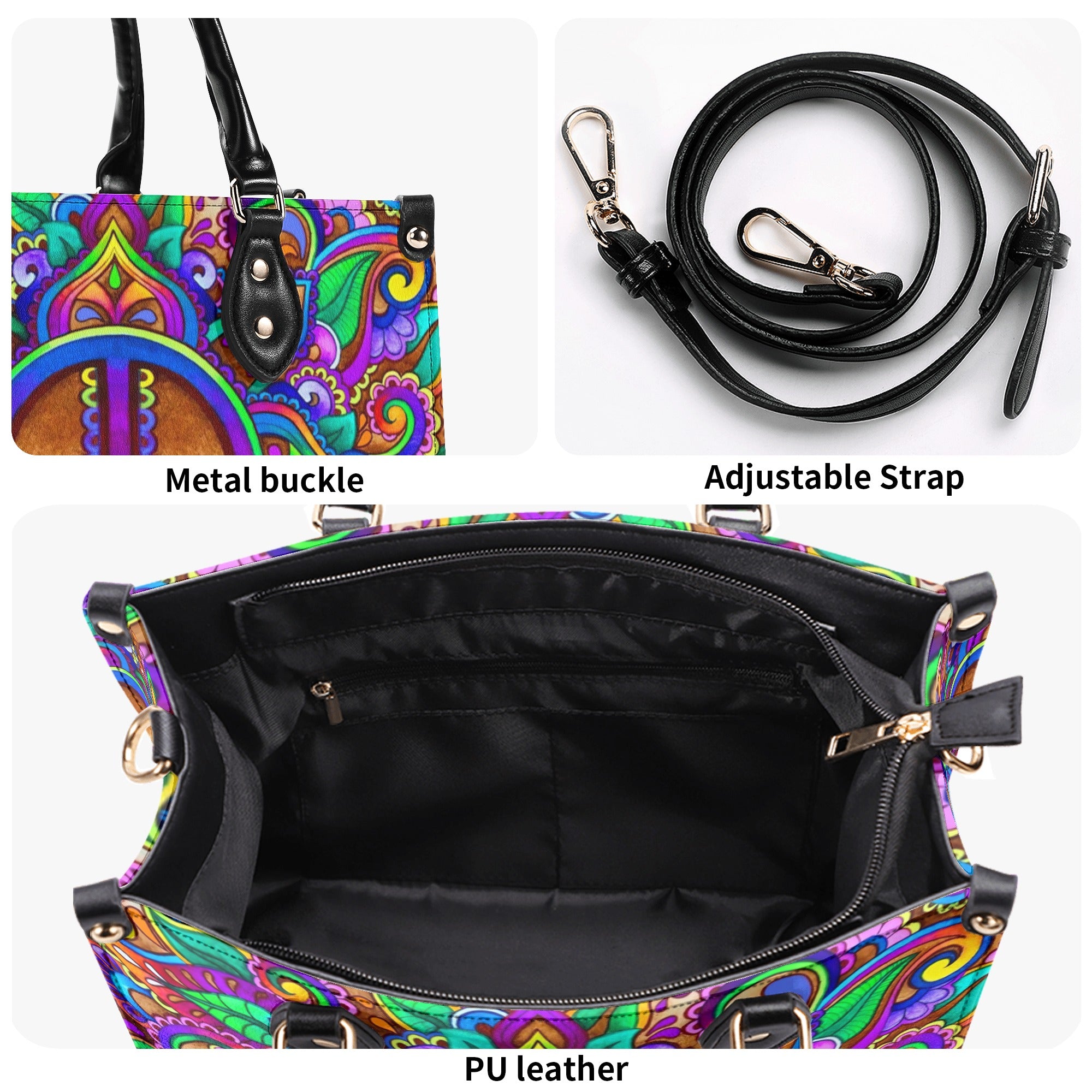 COLORFUL PEACE HIPPIE LEATHER HANDBAG - YHLT0912245