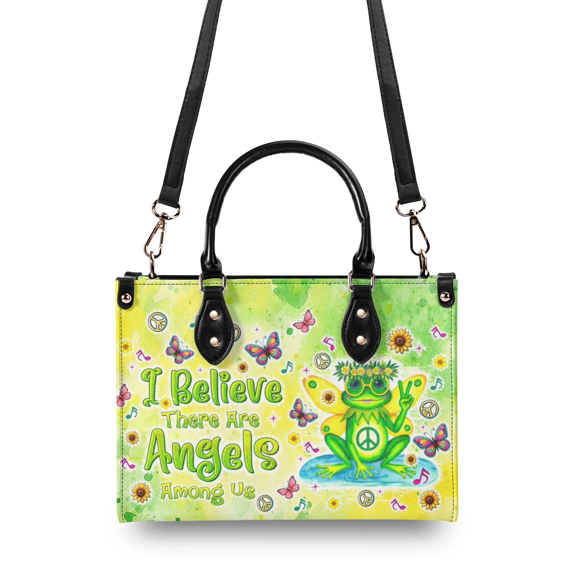 I BELIEVE THERE ARE ANGELS AMONG US FROG LEATHER HANDBAG - TLTR1209243