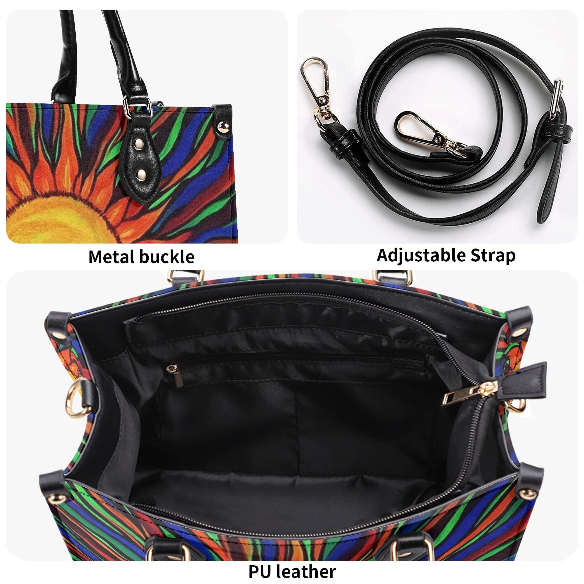 COLORFUL HIPPIE SUN LEATHER HANDBAG - YHLT1811245