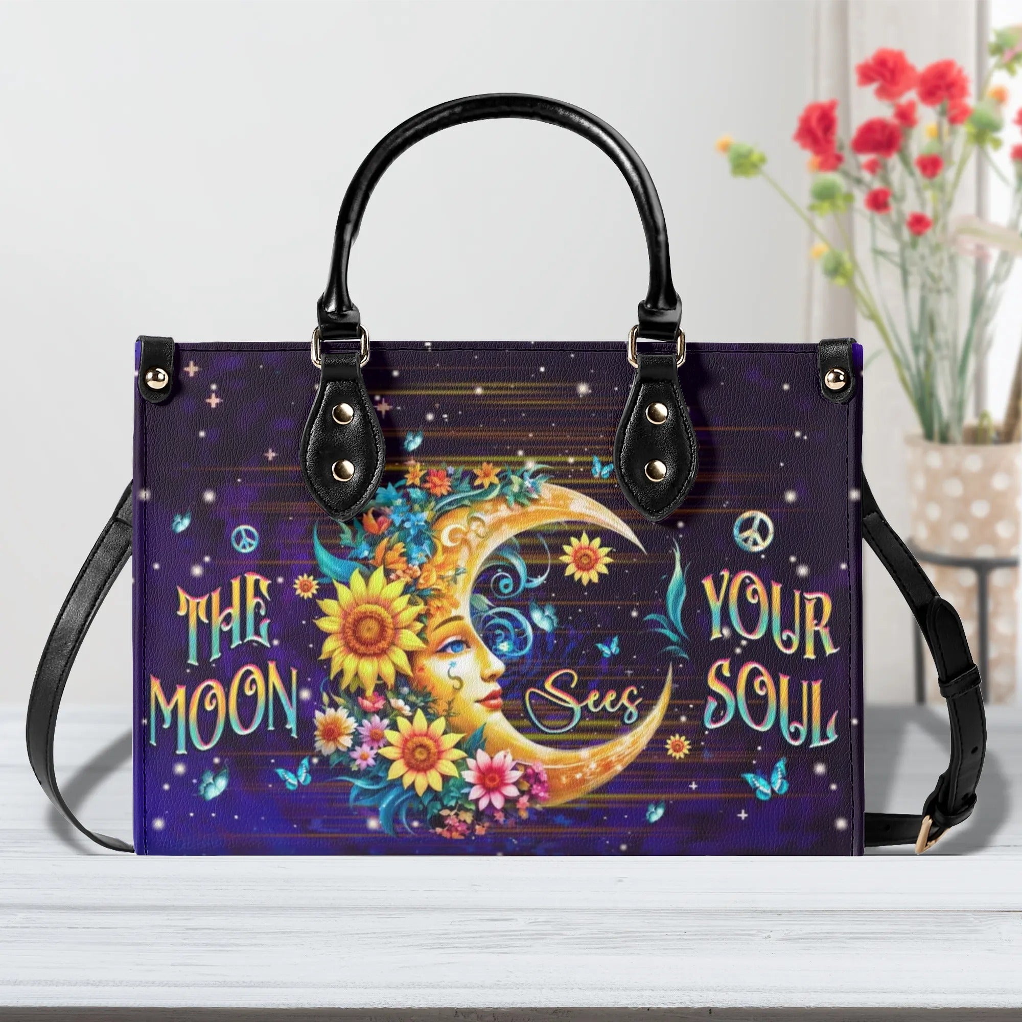 THE MOON SEES YOUR SOUL LEATHER HANDBAG - YHHG1009244