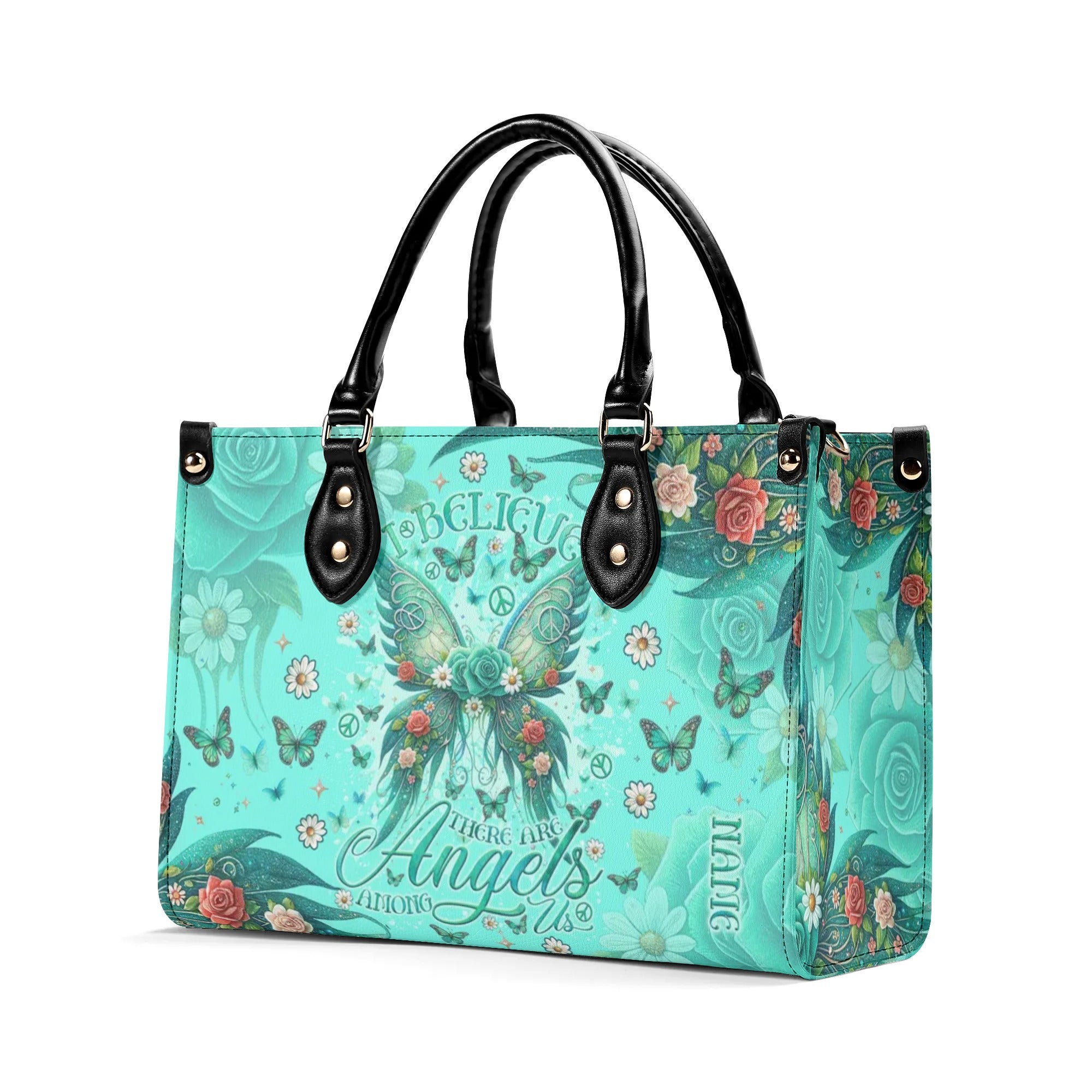 I BELIEVE THERE ARE ANGELS AMONG US WINGS LEATHER HANDBAG - TLNO3003241