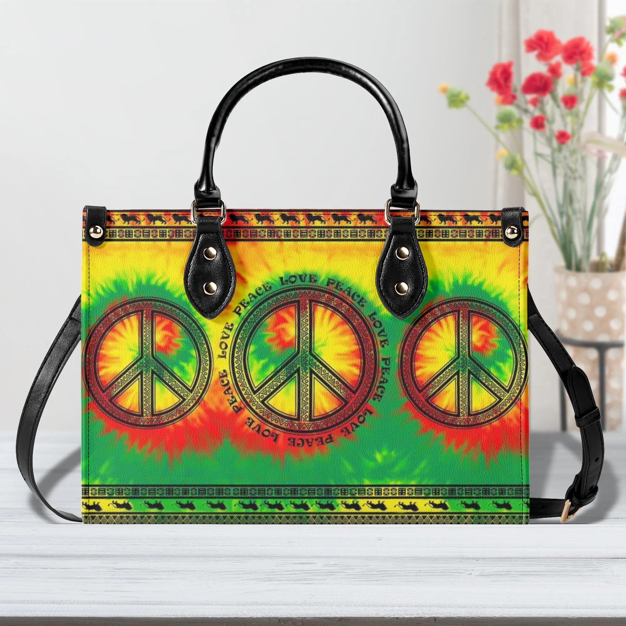 PEACE LOVE LEATHER HANDBAG - YHHN1907244