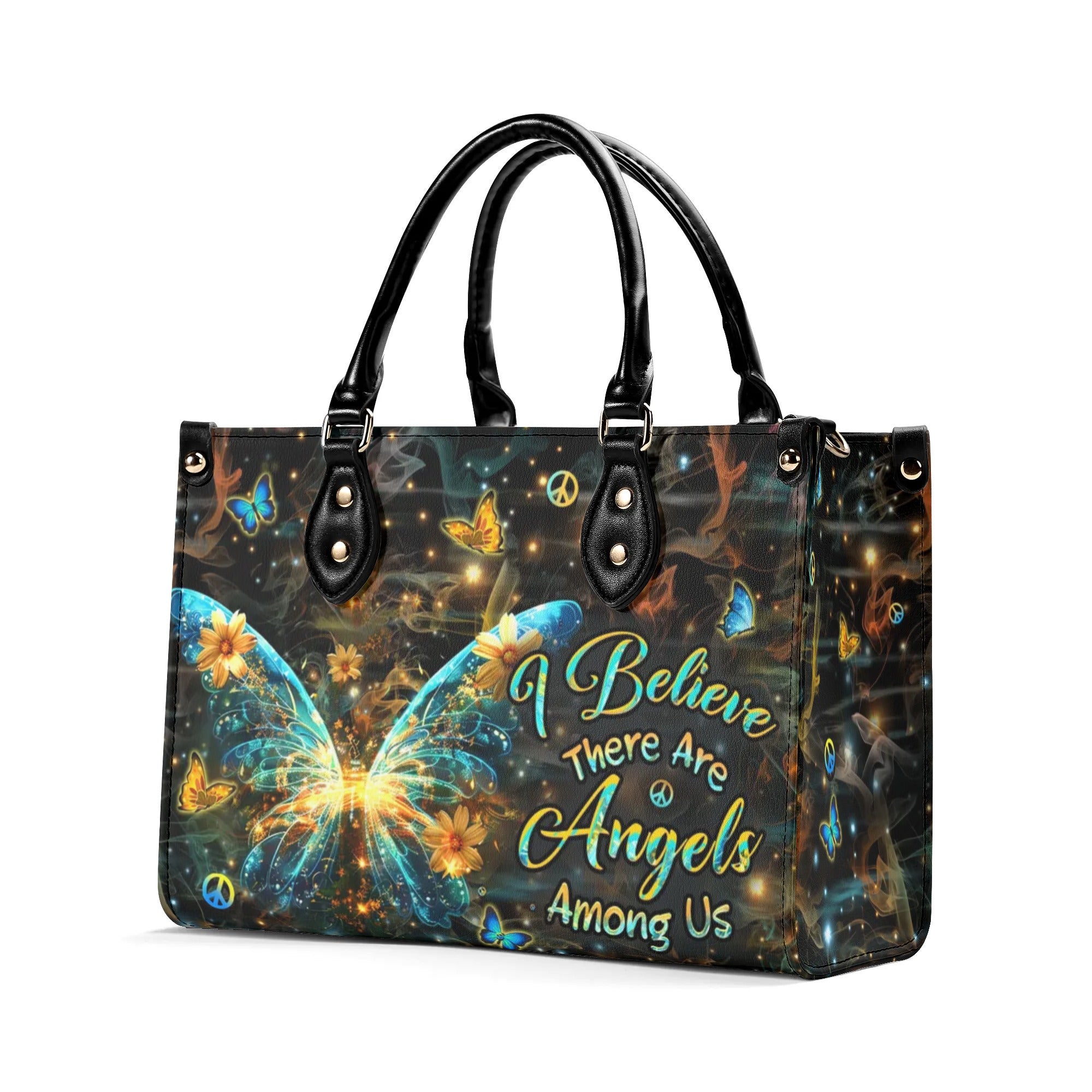 I BELIEVE THERE ARE ANGELS AMONG US LEATHER HANDBAG - YHHN2208241