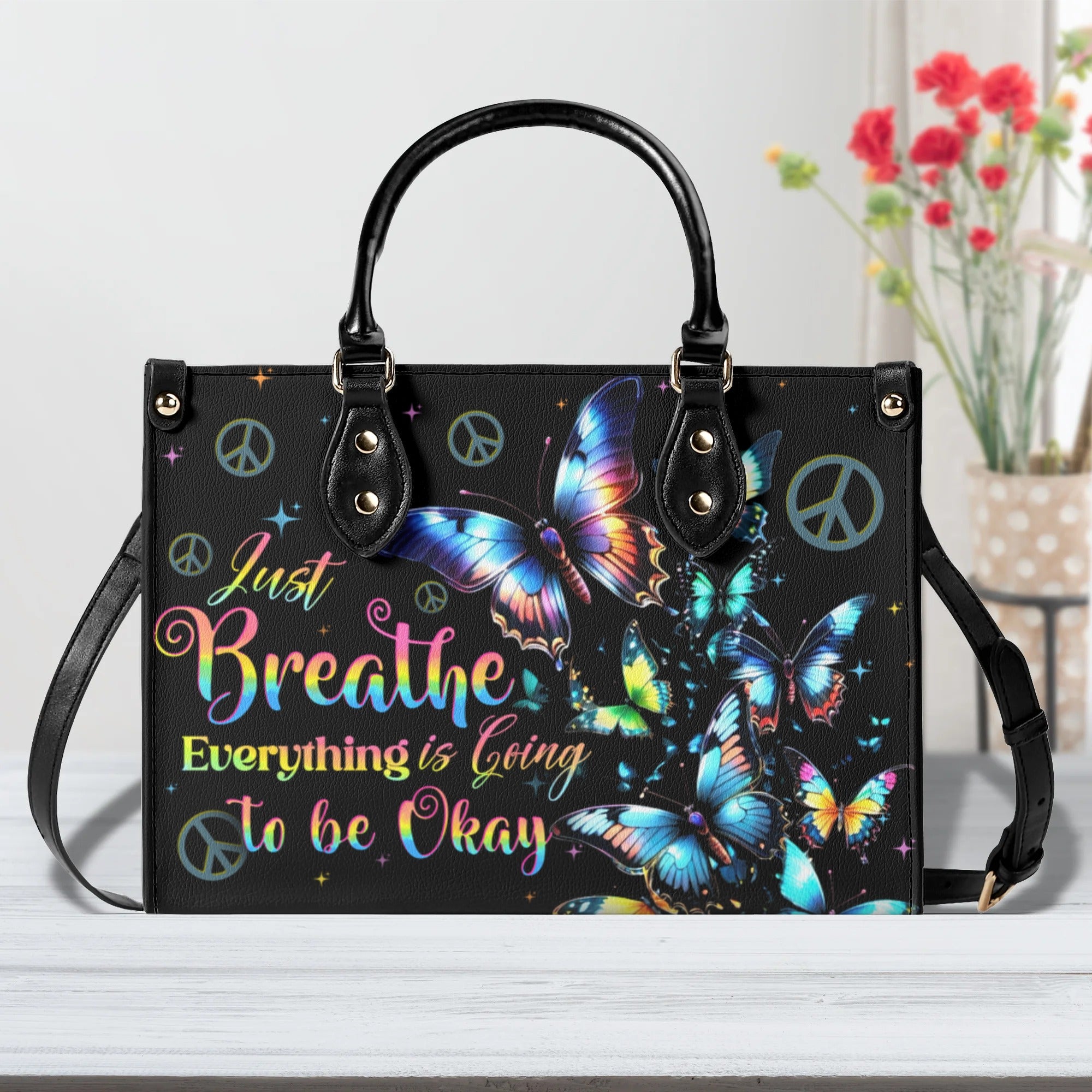 JUST BREATHE BUTTERFLIES LEATHER HANDBAG - TYTD1210242