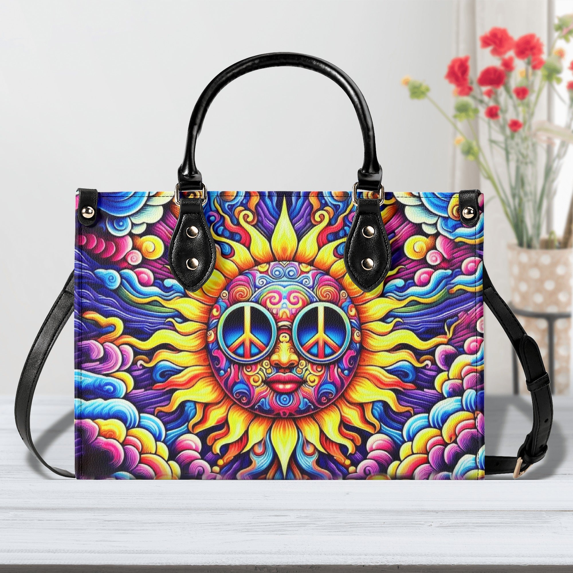 COLORFUL HIPPIE SUN LEATHER HANDBAG - YHHN1803254