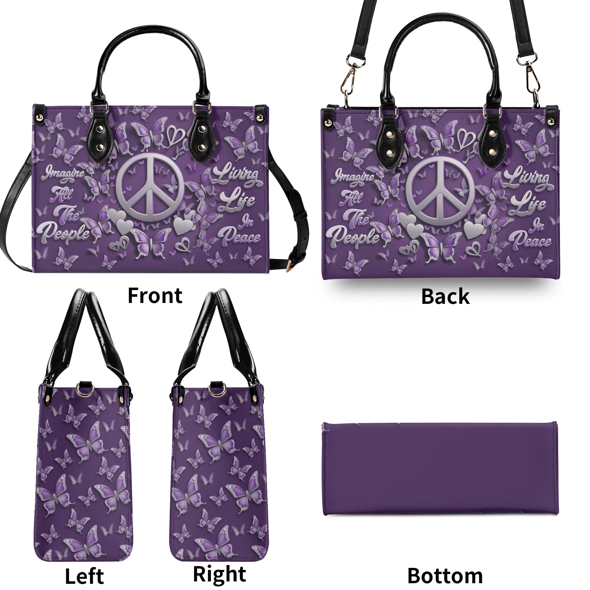 IMAGINE ALL THE PEOPLE LIVING LIFE IN PEACE LEATHER HANDBAG - TLTW2307244