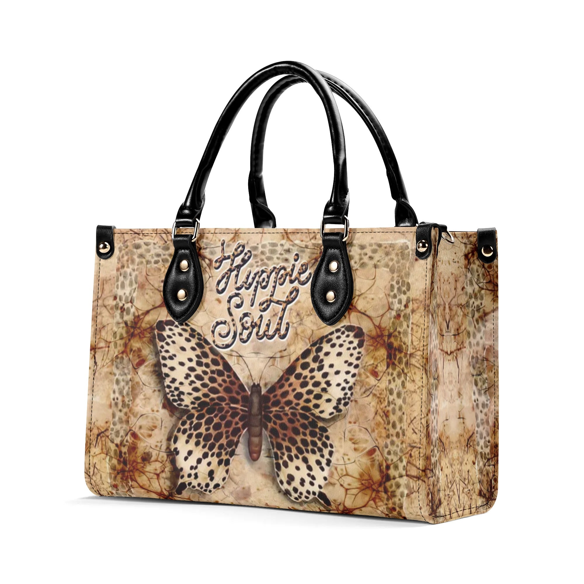 HIPPIE SOUL BUTTERFLY LEOPARD LEATHER HANDBAG - YHDU0407241