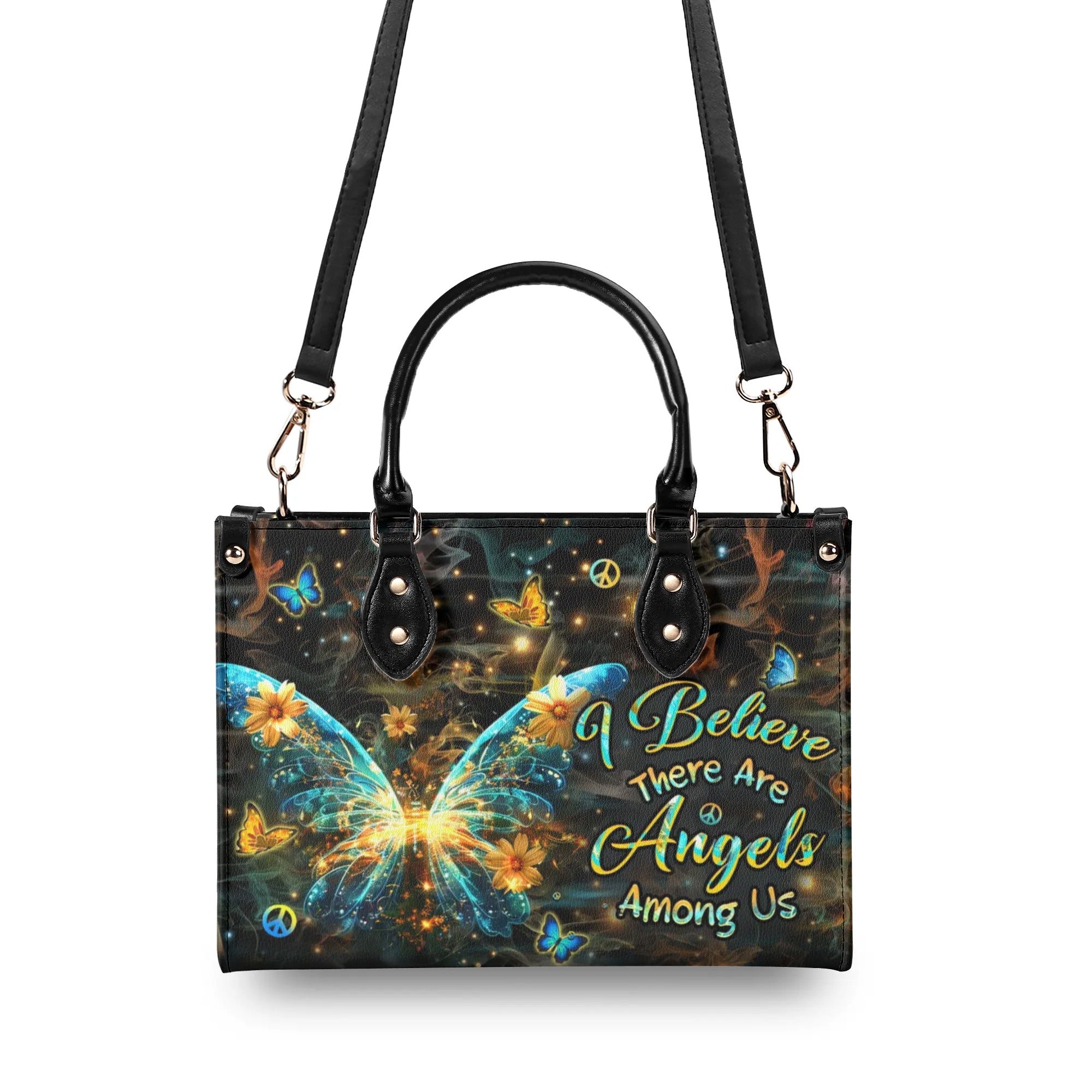 I BELIEVE THERE ARE ANGELS AMONG US LEATHER HANDBAG - YHHN2208241