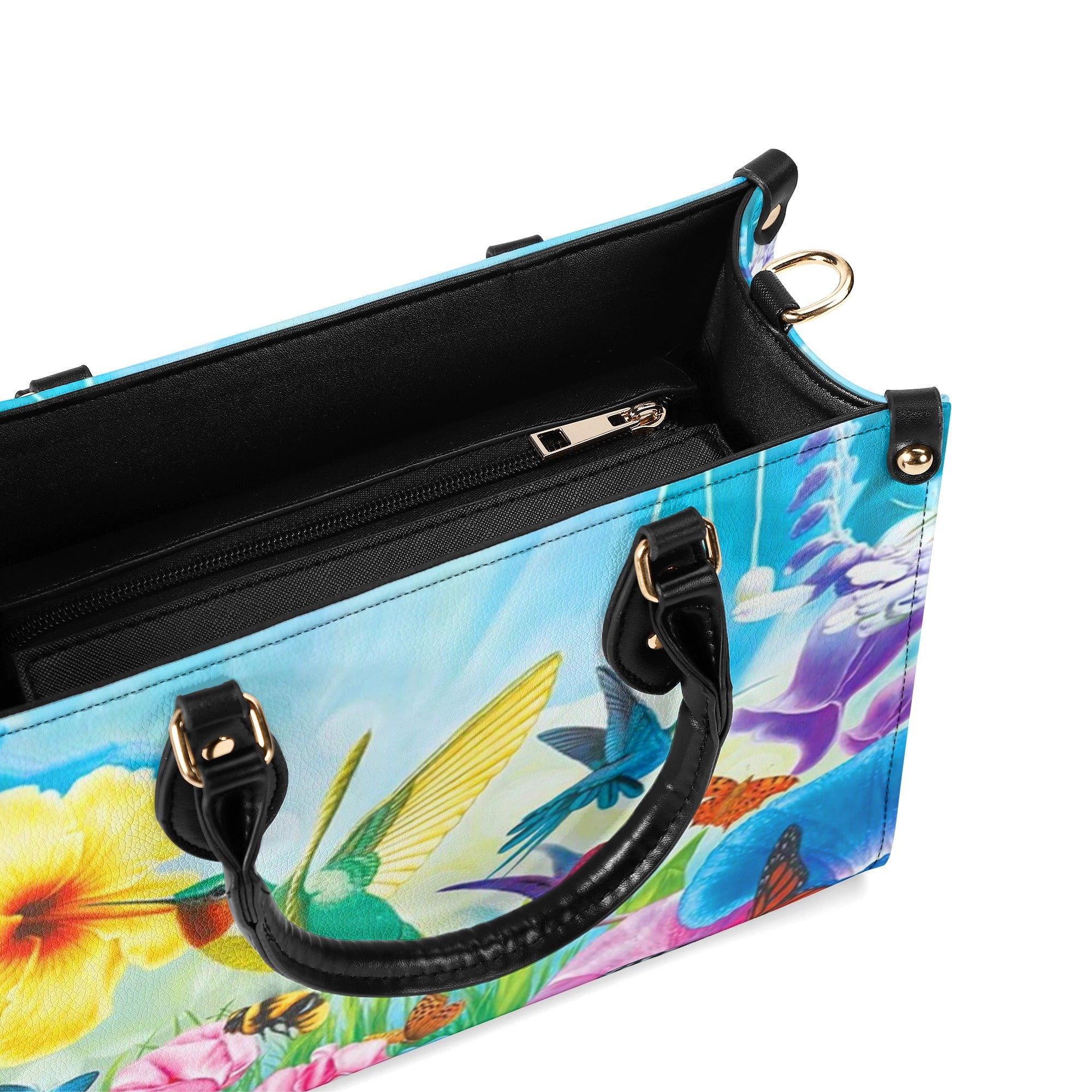 HUMMINGBIRD FLOWERS LEATHER HANDBAG - YHHN1810242