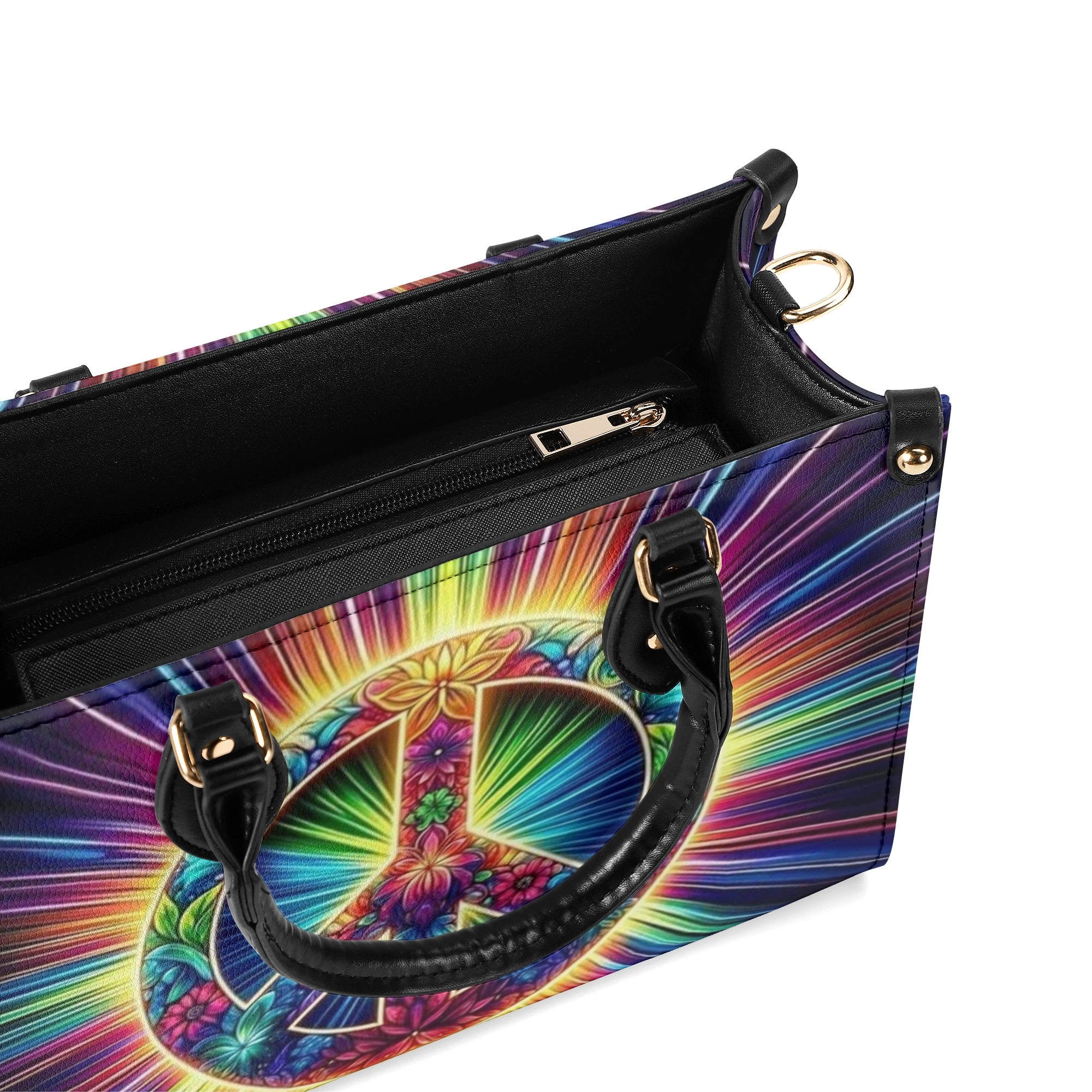 COLORFUL PEACE SYMBOL LEATHER HANDBAG - YHHN3012244