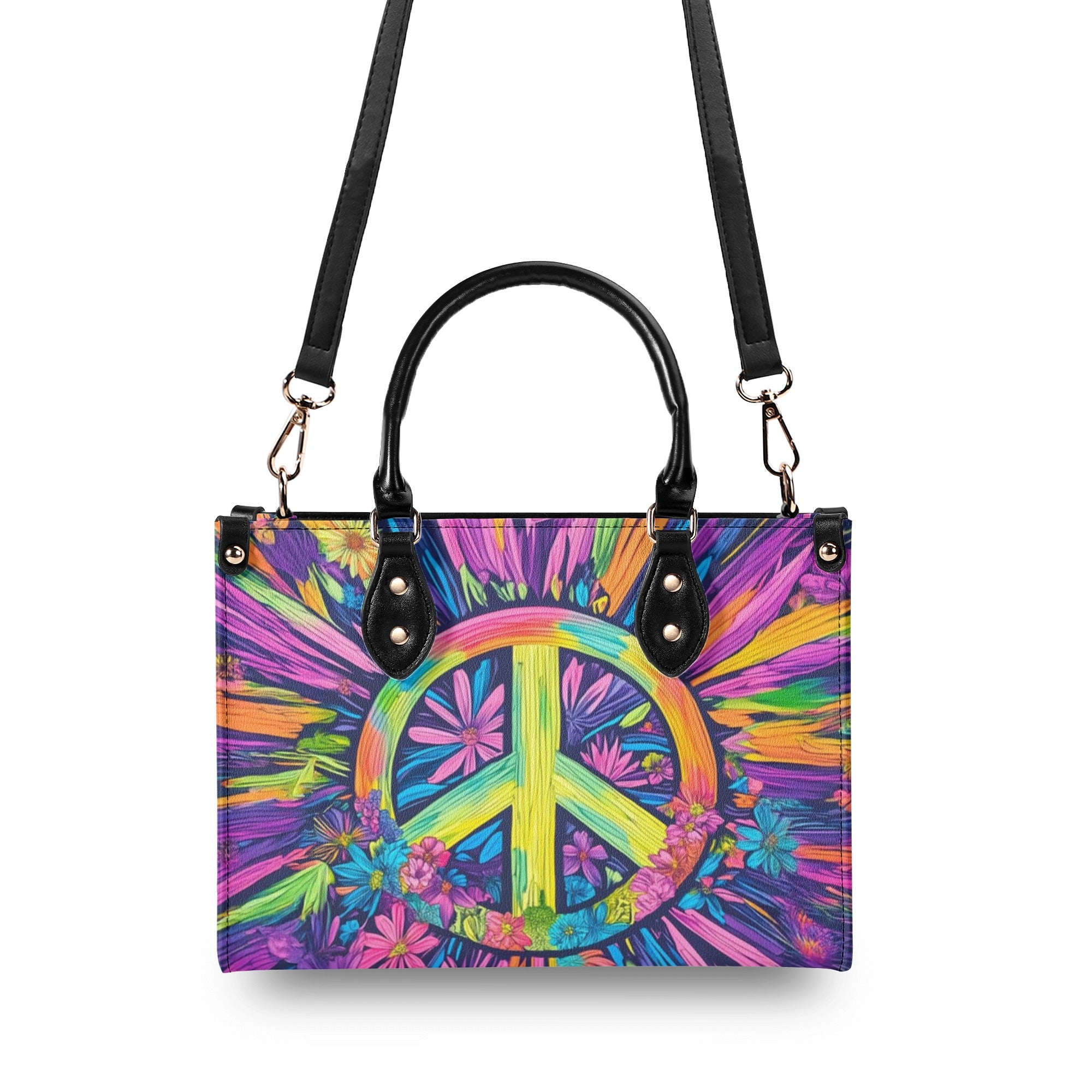 HIPPIE SOUL PEACE FLOWER  LEATHER HANDBAG - TLNZ0212245