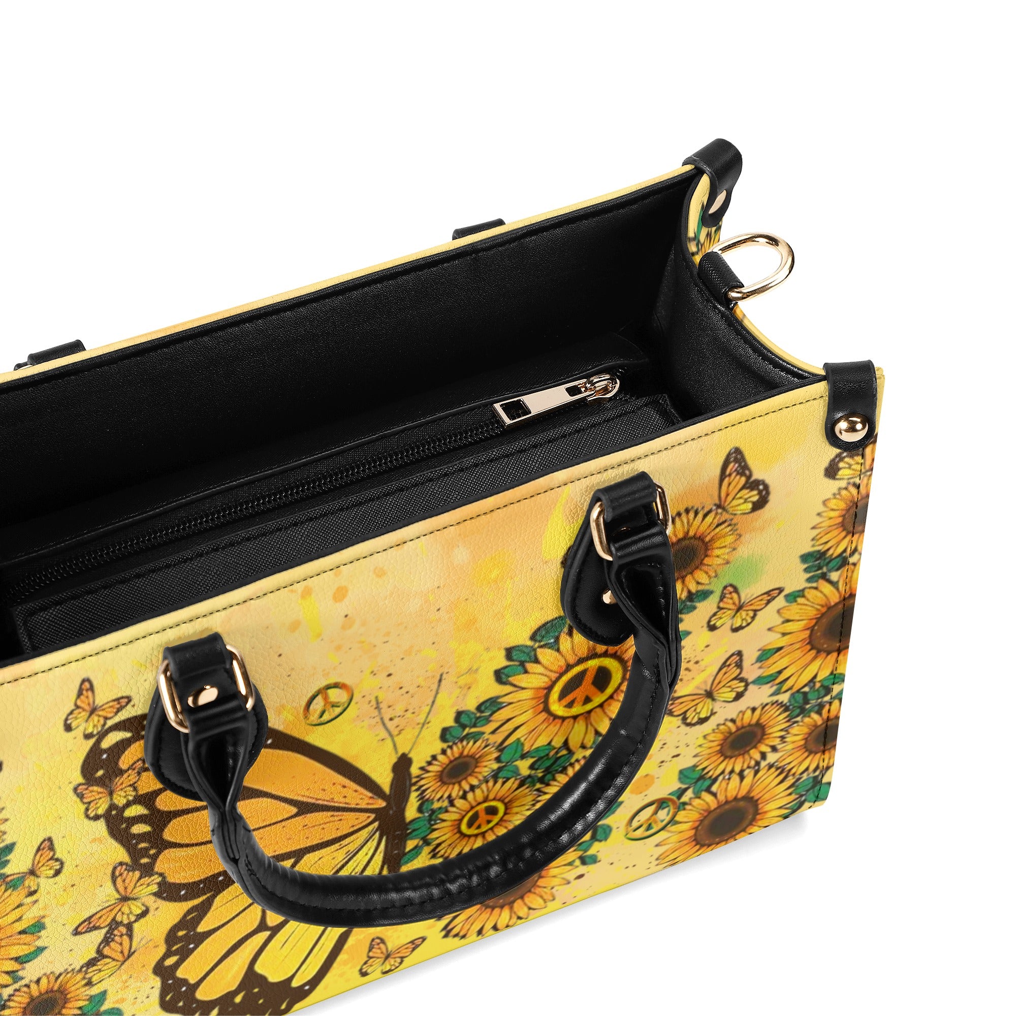 HIPPIE SUNFLOWER BUTTERFLY LEATHER HANDBAG - YHDU2510245