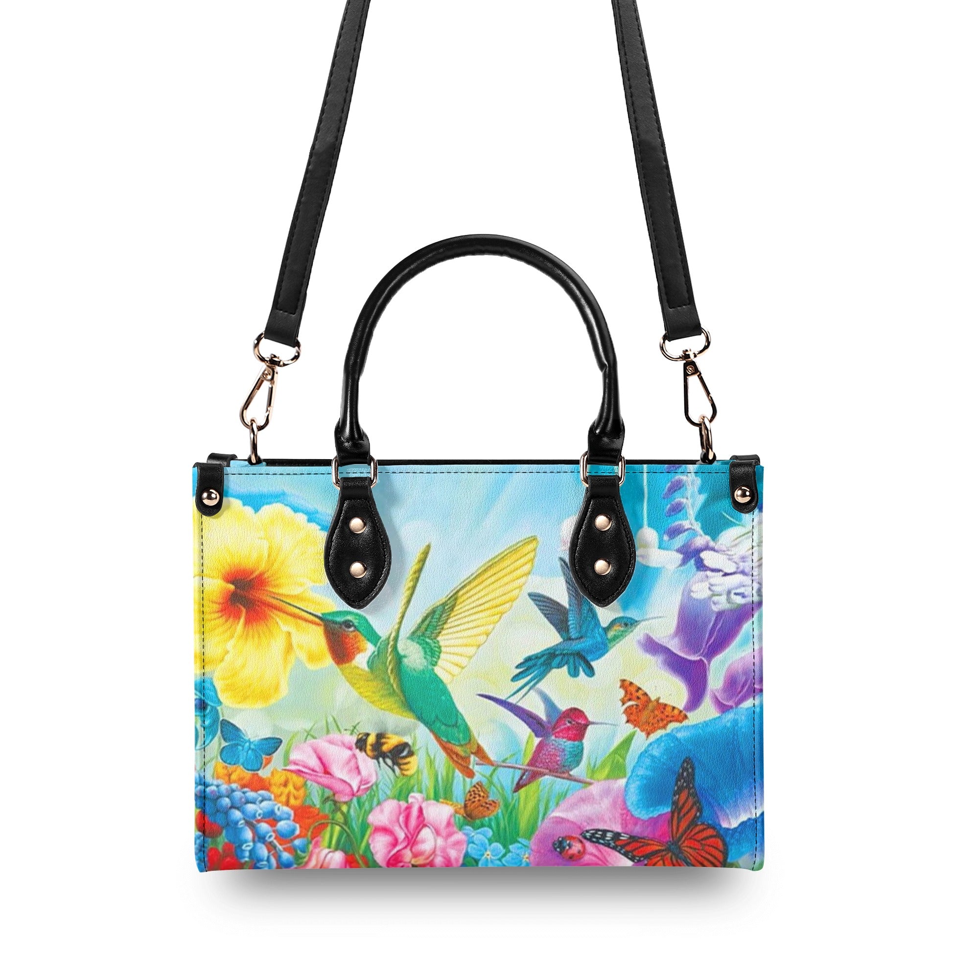 HUMMINGBIRD FLOWERS LEATHER HANDBAG - YHHN1810242