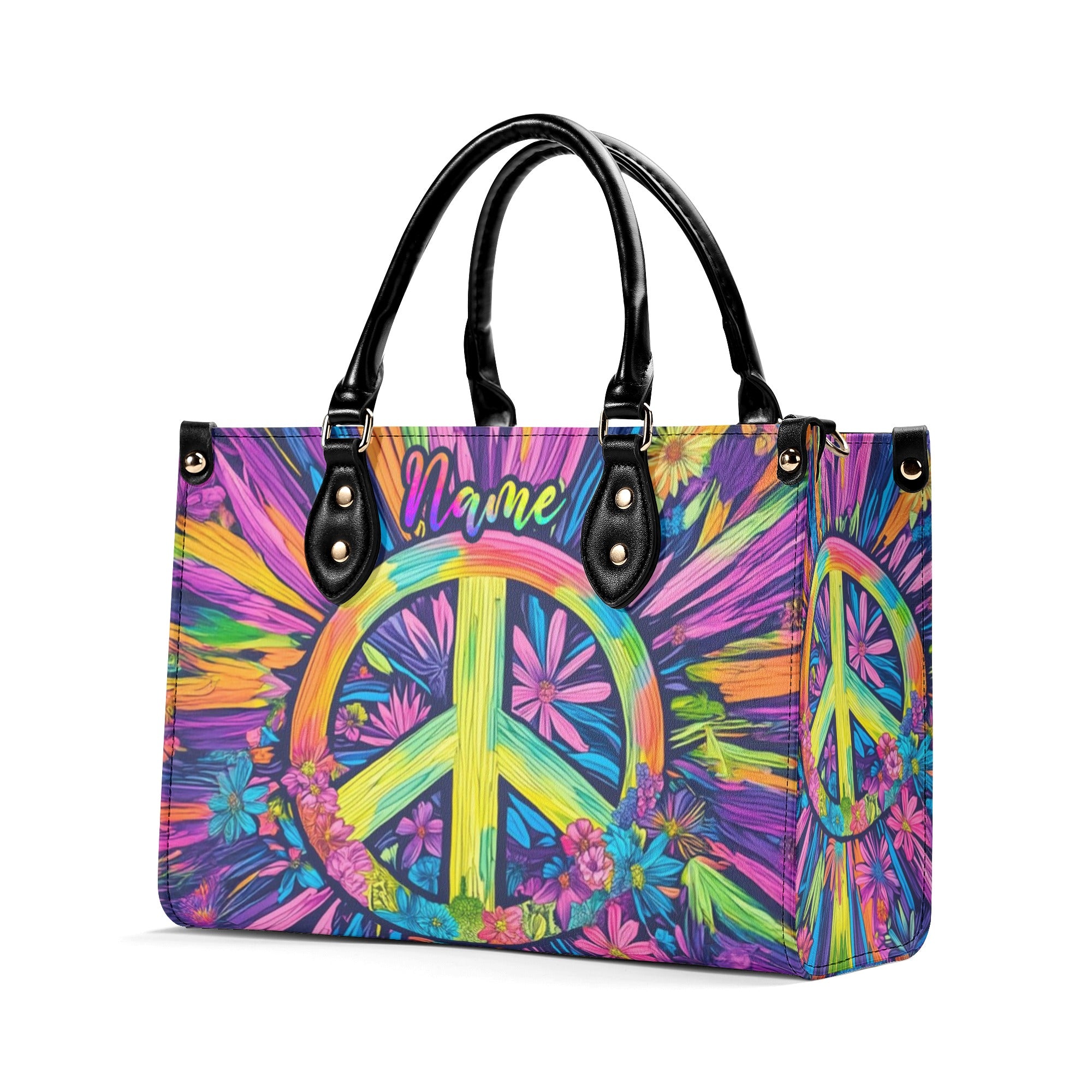 HIPPIE SOUL PEACE FLOWER  LEATHER HANDBAG - TLNZ0212245