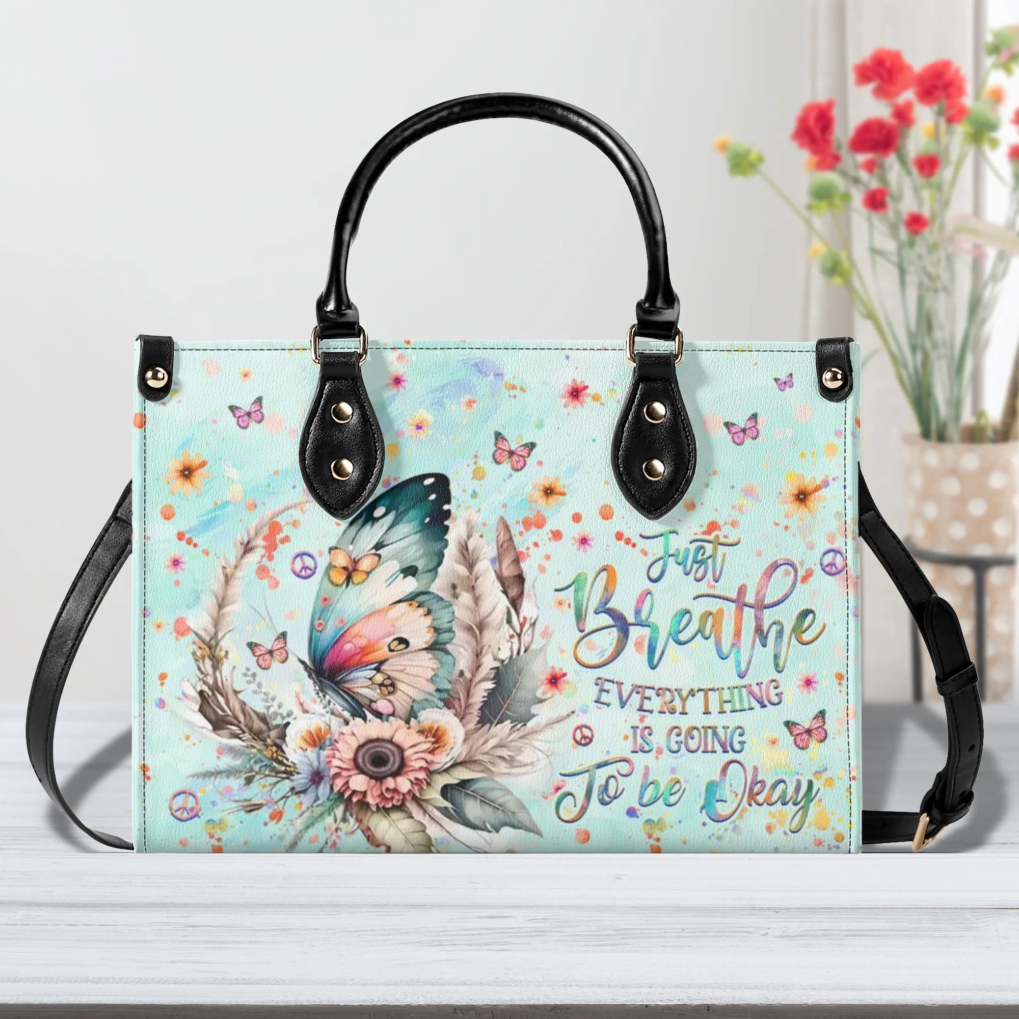 JUST BREATHE BUTTERFLY LEATHER HANDBAG - YHHG2207244