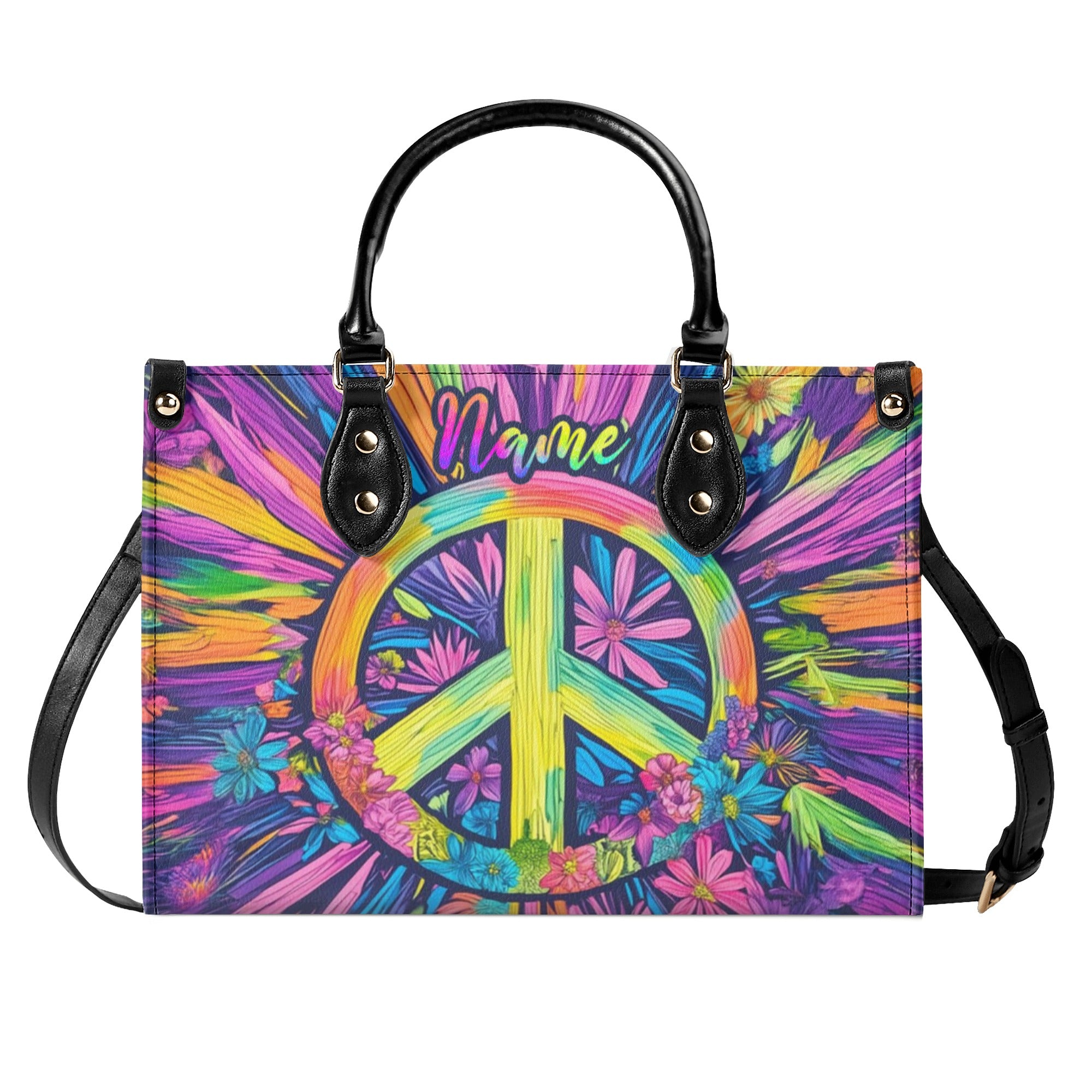 HIPPIE SOUL PEACE FLOWER  LEATHER HANDBAG - TLNZ0212245