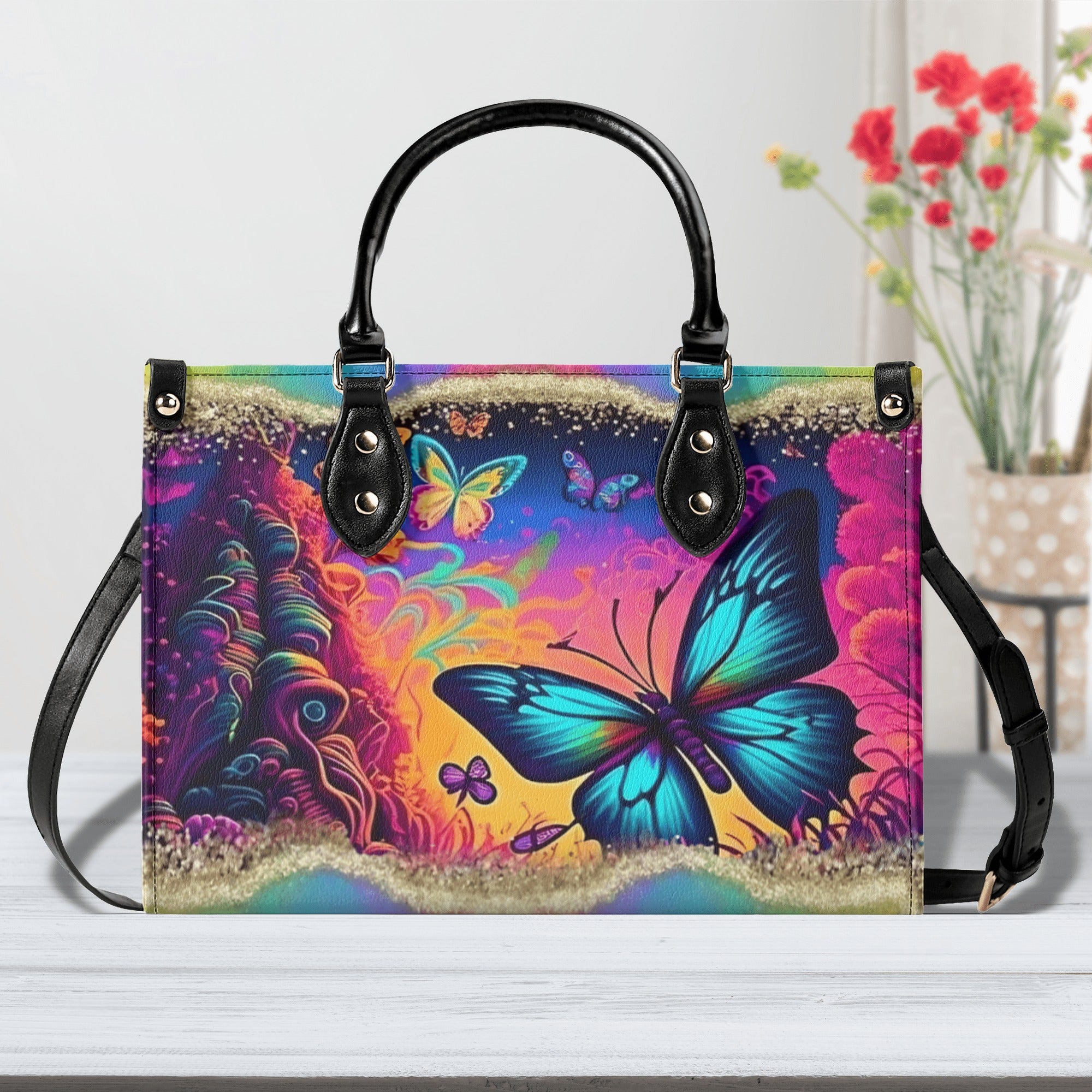 PEACEFUL NATURE BUTTERFLY LEATHER HANDBAG - YHLT1112244