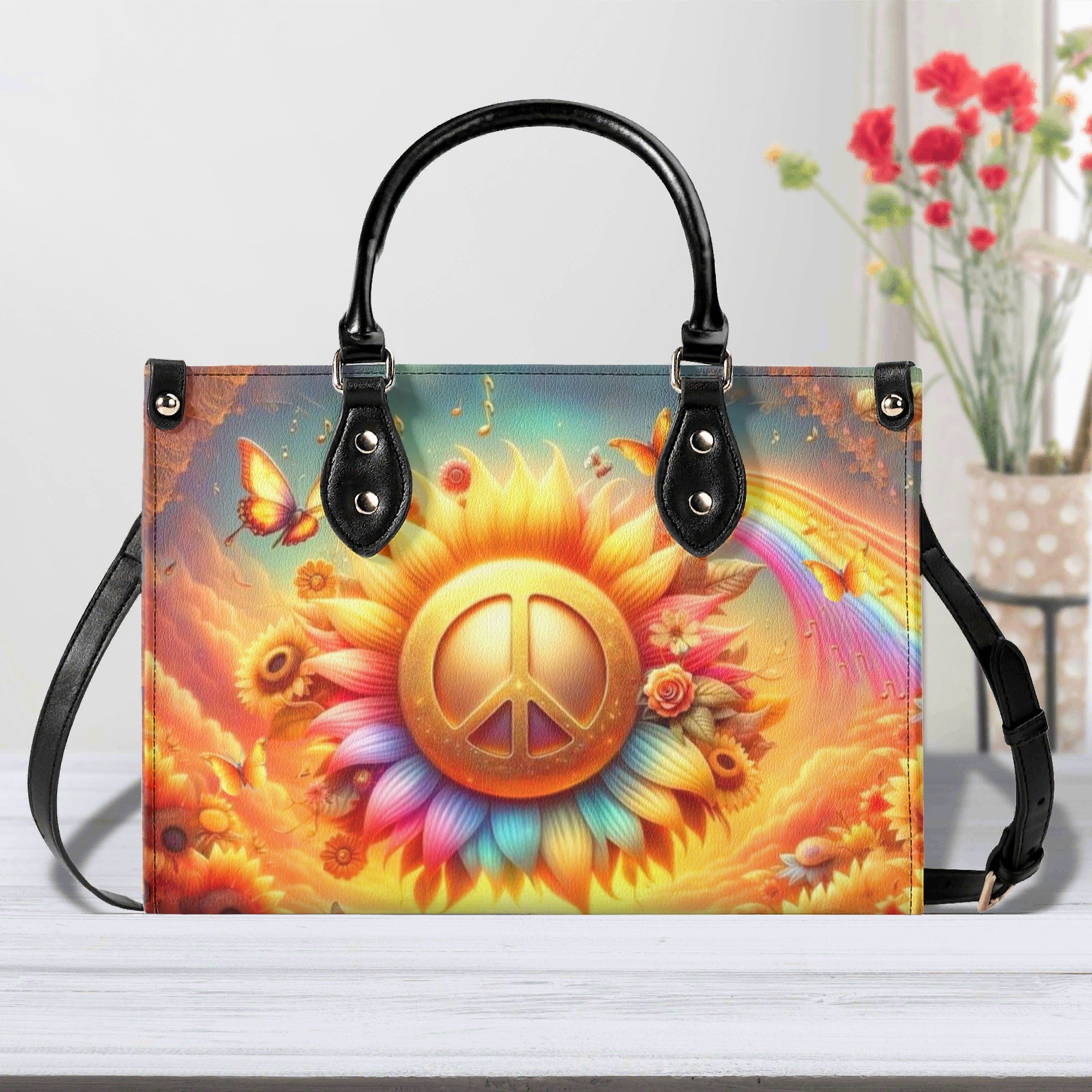 PEACE SUNFLOWER LEATHER HANDBAG - YHHN2512245