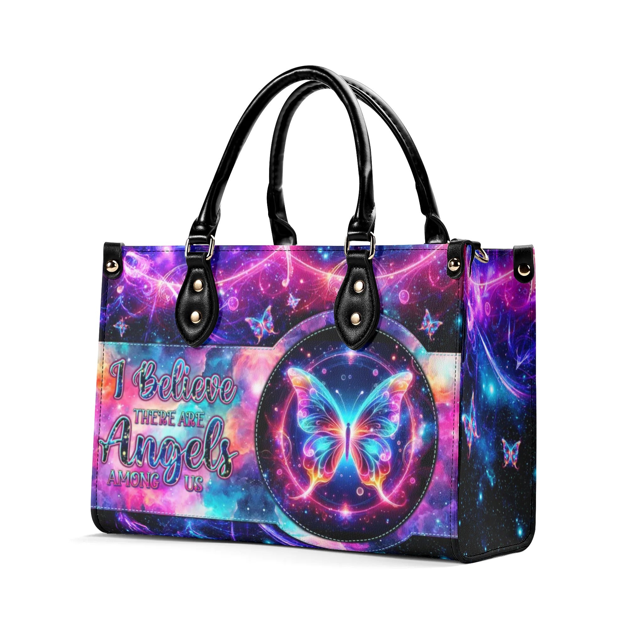 I BELIEVE THERE ARE ANGELS AMONG US BUTTERFLY LEATHER HANDBAG - TLTW0406245