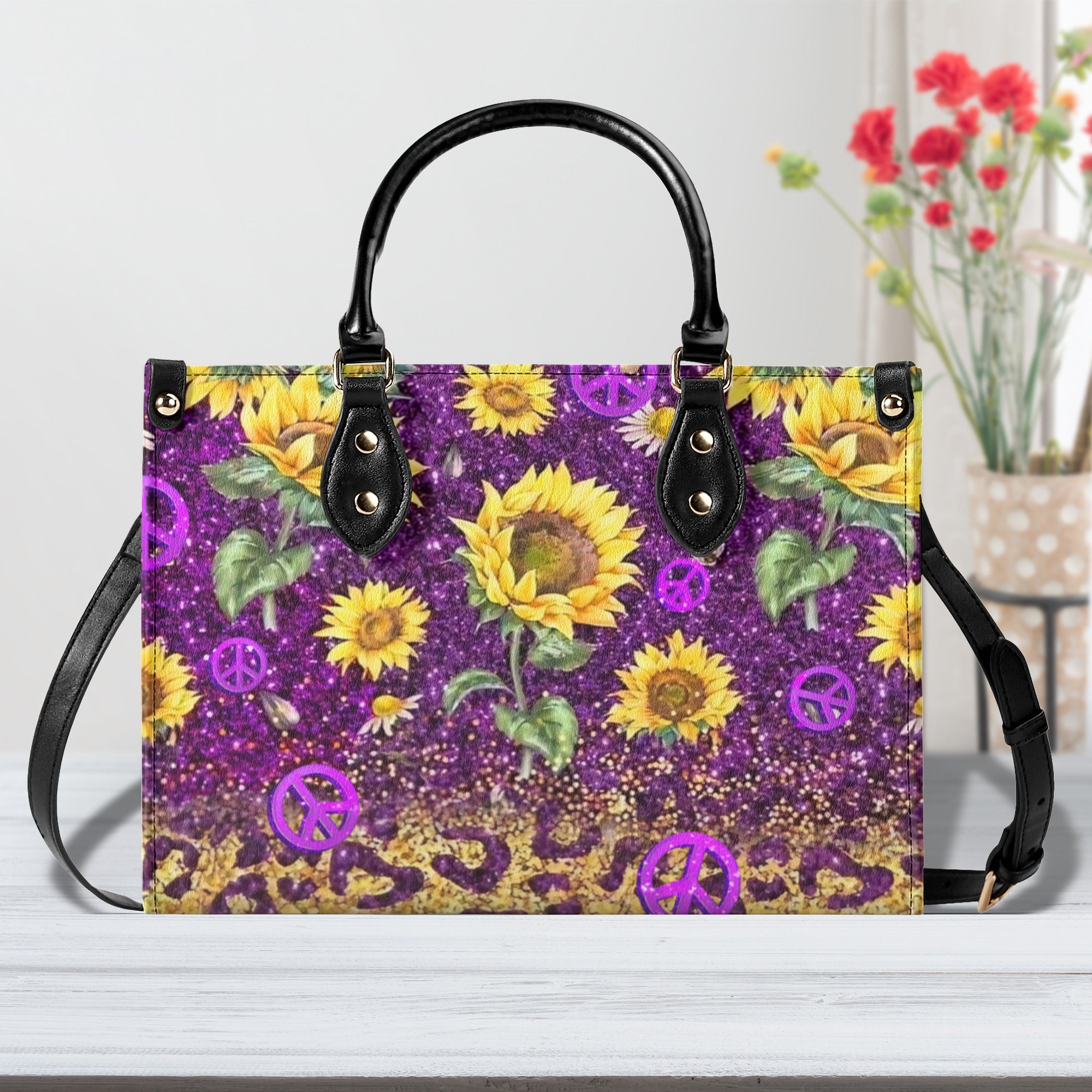 SUNFLOWER LEAOPARD LEATHER HANDBAG - YHLT1511244