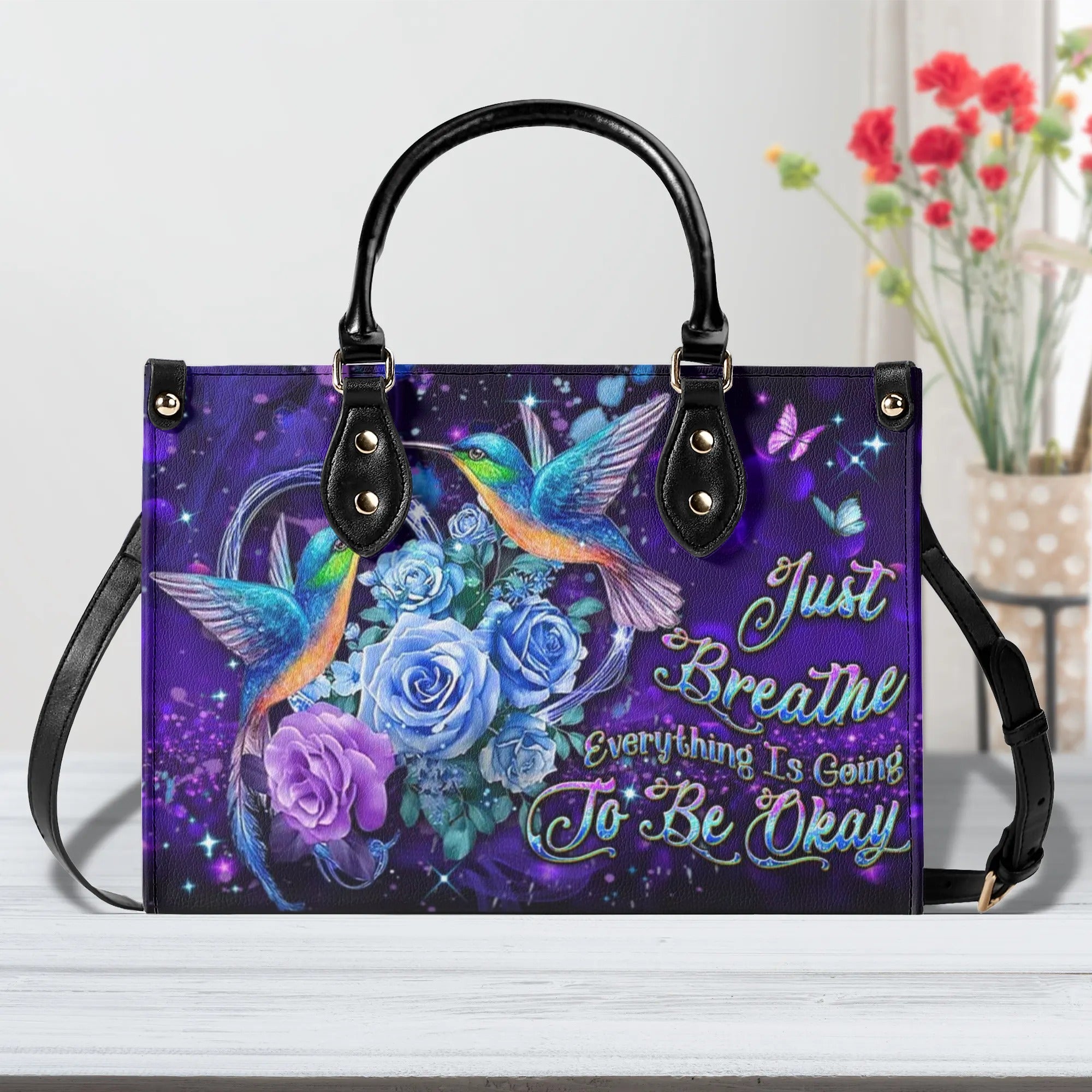 JUST BREATHE HUMMINGBIRD LEATHER HANDBAG - YHDU0210244