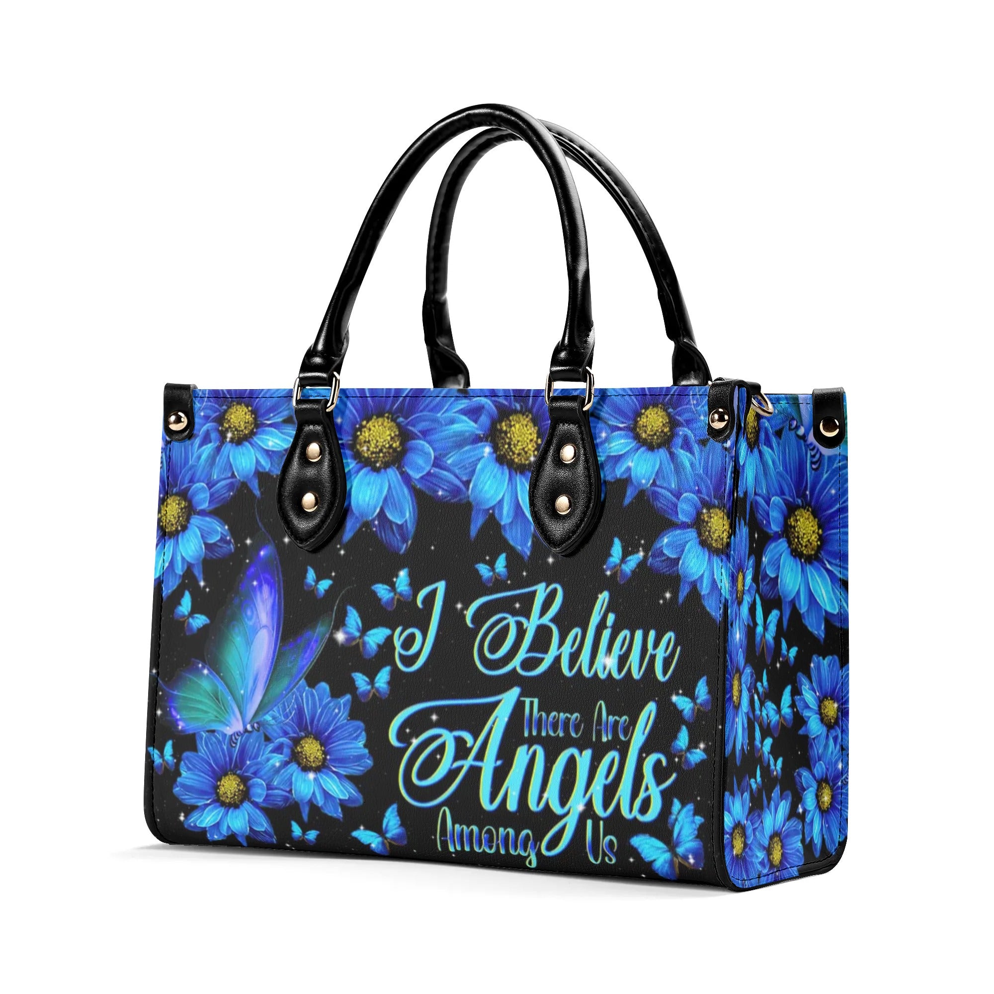 I BELIEVE THERE ARE ANGELS AMONG US BUTTERFLY LEATHER HANDBAG - TLNT1806244
