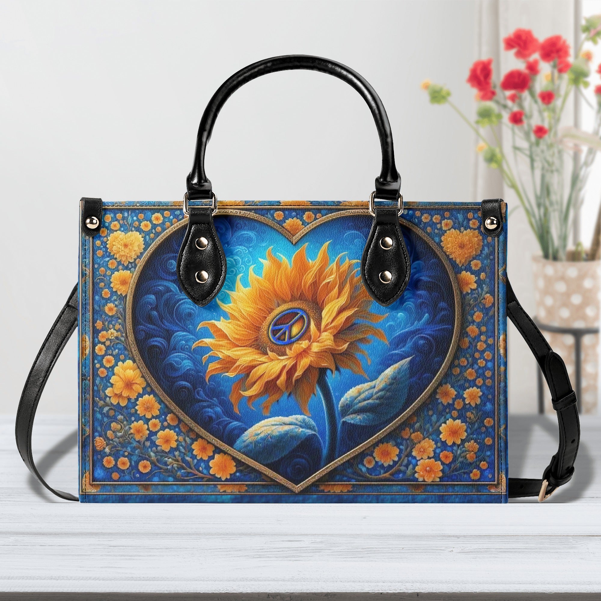 PEACE SUNFLOWER LEATHER HANDBAG - YHLN1303254