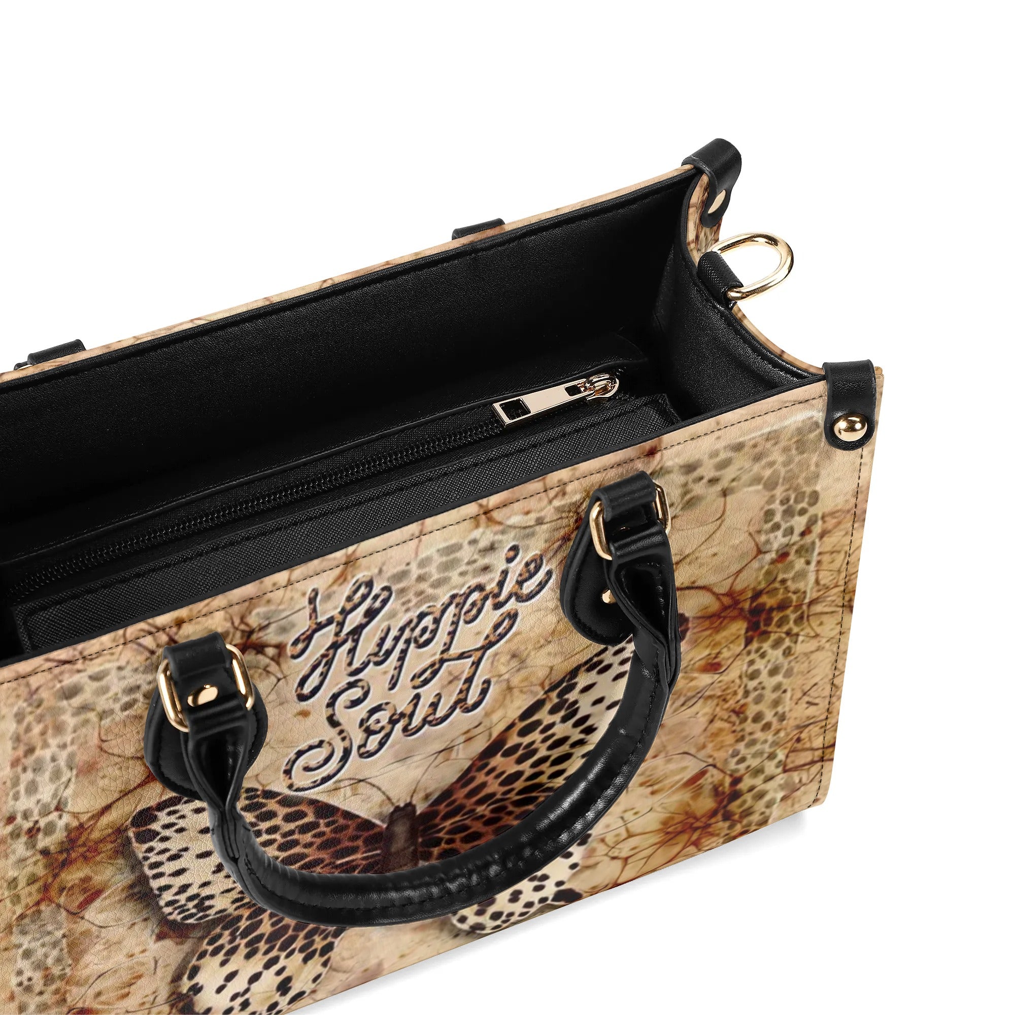 HIPPIE SOUL BUTTERFLY LEOPARD LEATHER HANDBAG - YHDU0407241