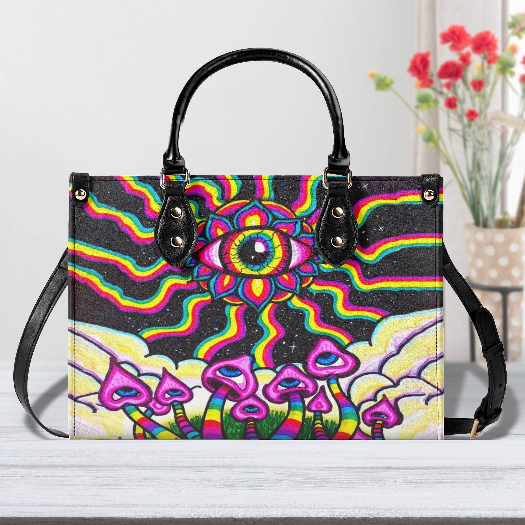 HIPPIE EYES MUSHROOM LEATHER HANDBAG - YHLN0510245