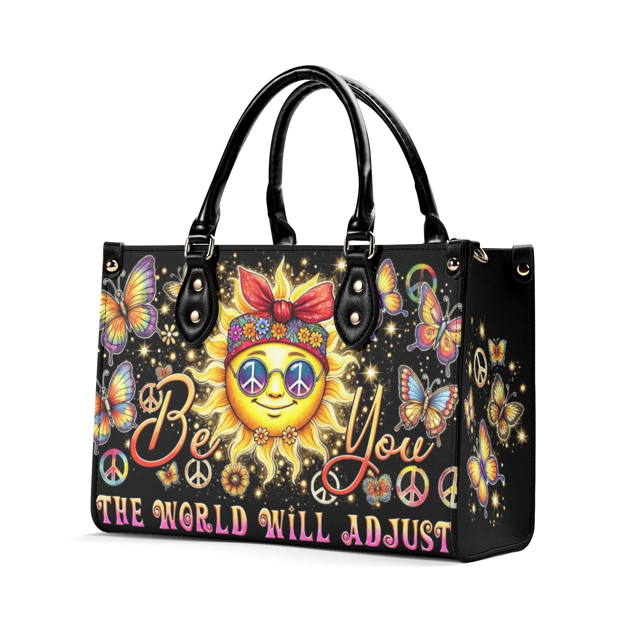 BE YOU THE WORLD WILL ADJUST HIPPIE SUN LEATHER HANDBAG - TYTD2506244