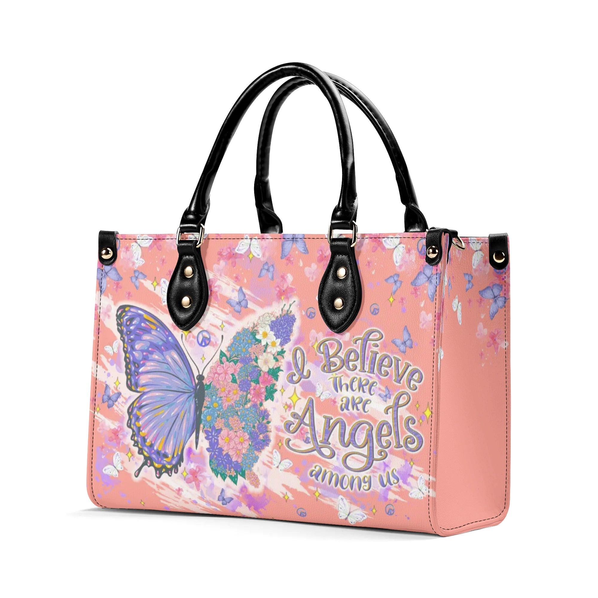 I BELIEVE THERE ARE ANGELS AMONG US BUTTERFLY LEATHER HANDBAG - TLTW1709243