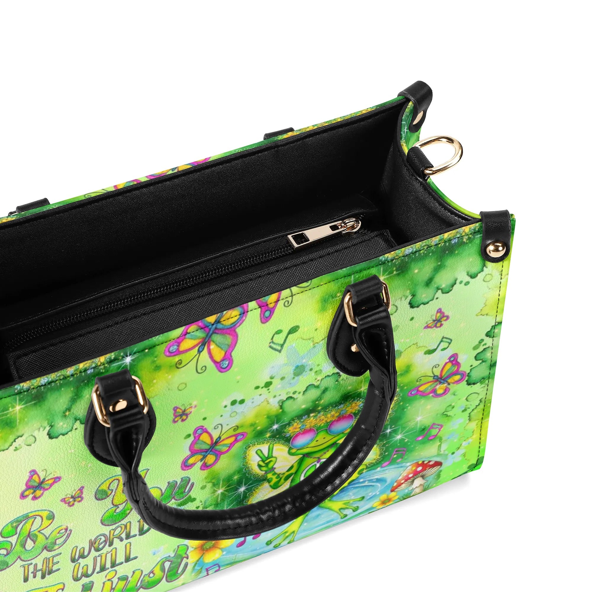 BE YOU THE WORLD WILL ADJUST FROG LEATHER HANDBAG - TLNT0909244