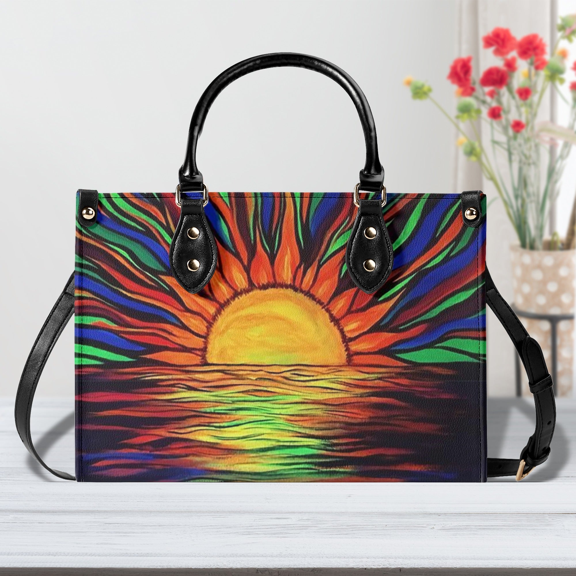 COLORFUL HIPPIE SUN LEATHER HANDBAG - YHLT1811245